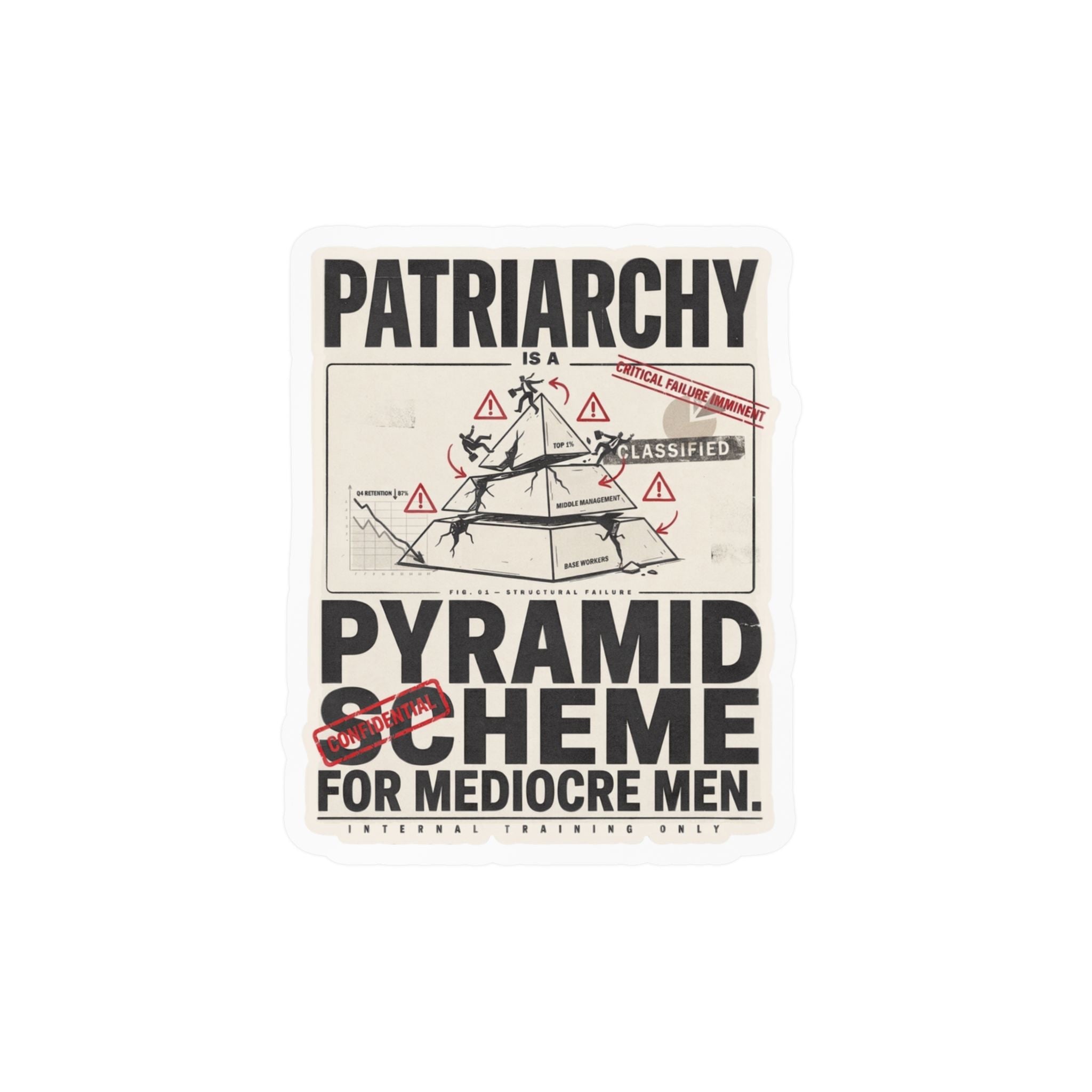 Kiss-Cut Vinyl Sticker — "Patriarchy: Pyramid Scheme for Mediocre Men" Graphic Decal