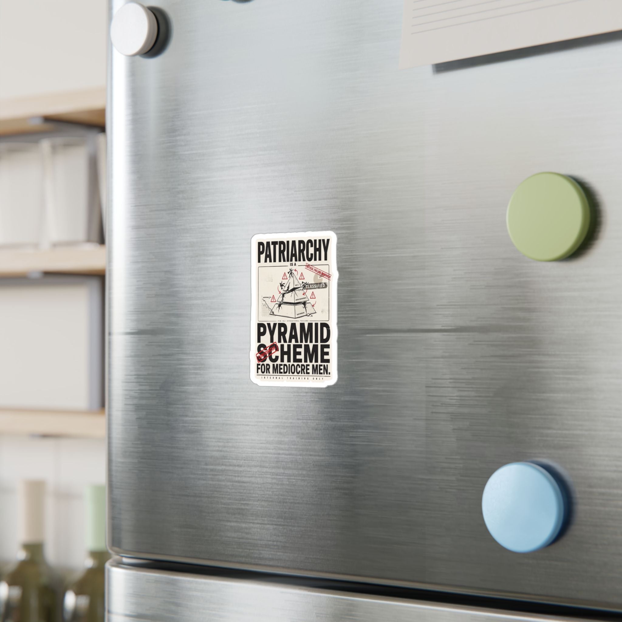 Kiss-Cut Vinyl Sticker — "Patriarchy: Pyramid Scheme for Mediocre Men" Graphic Decal