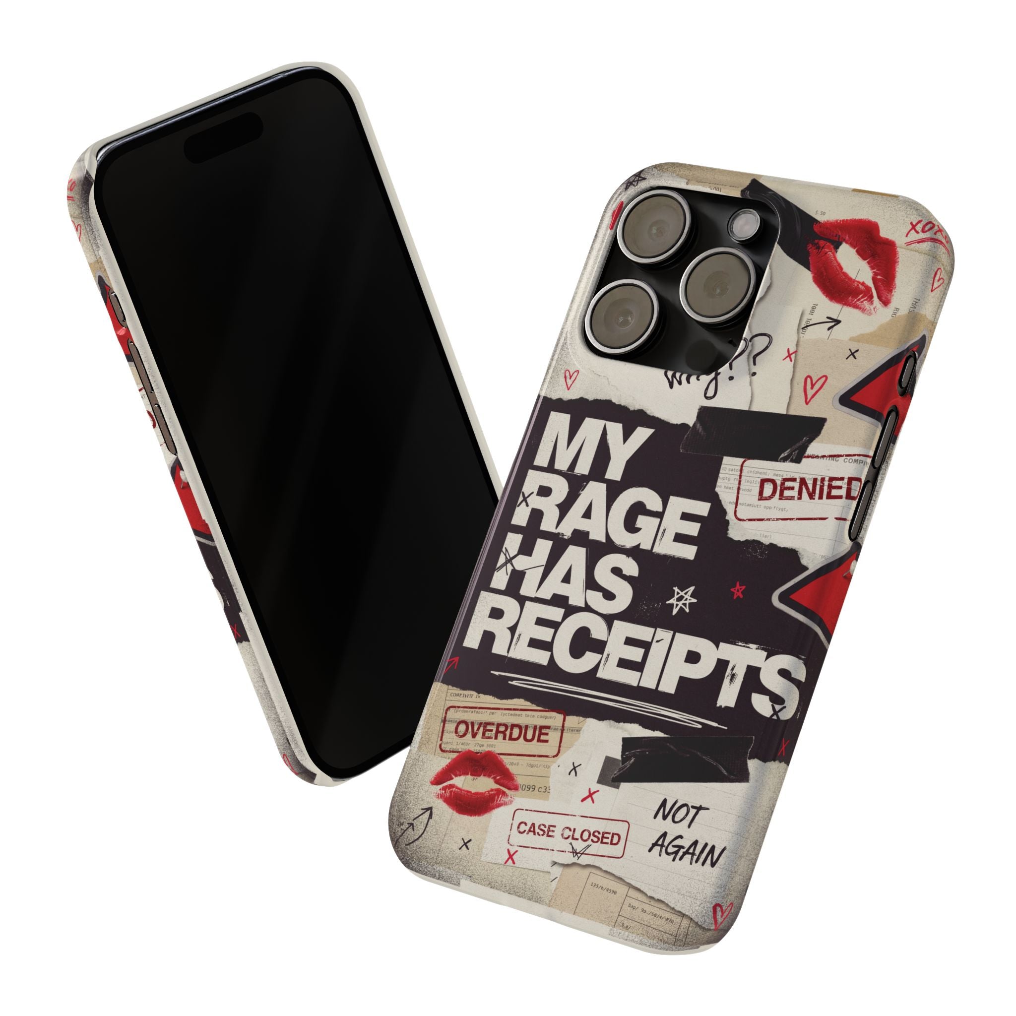 Slim Phone Case — "My Rage Has Receipts" Feminist Graphic Protective Cover