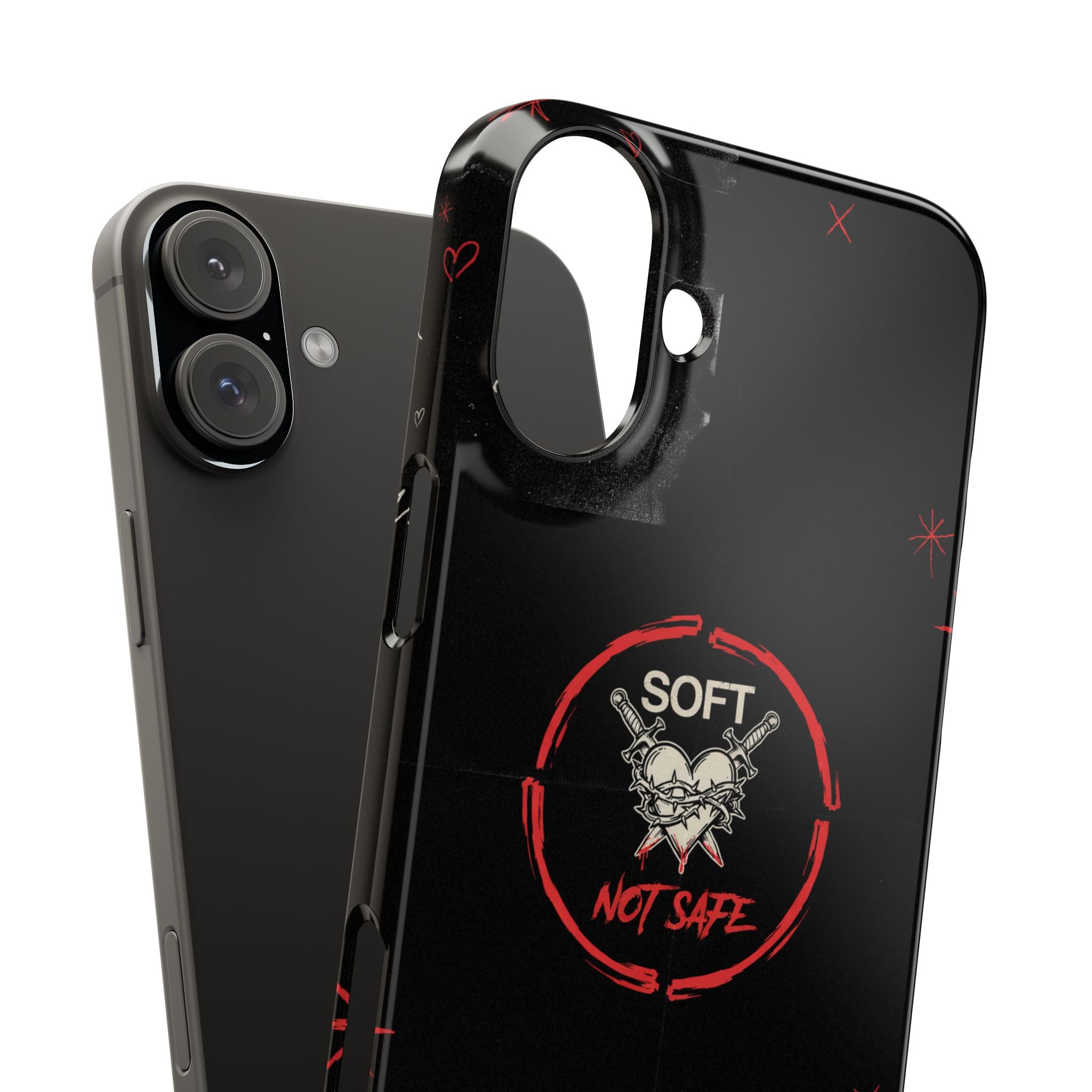 Soft Not Safe Slim Phone Case — Gothic Heart Aesthetic