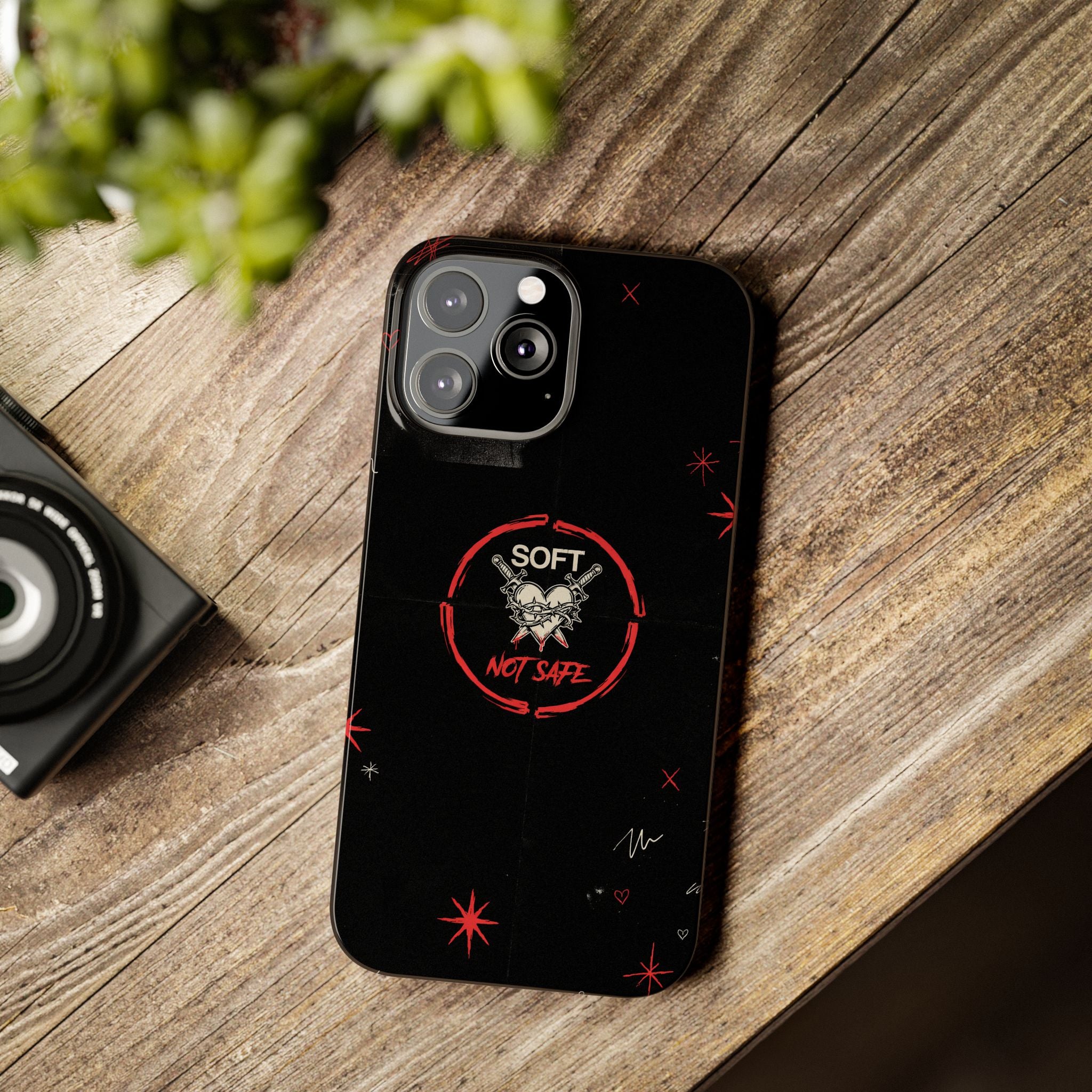 Soft Not Safe Slim Phone Case — Gothic Heart Aesthetic