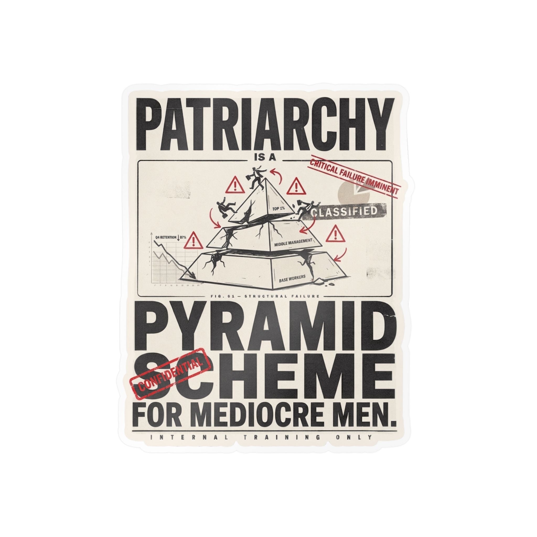 Kiss-Cut Vinyl Sticker — "Patriarchy: Pyramid Scheme for Mediocre Men" Graphic Decal