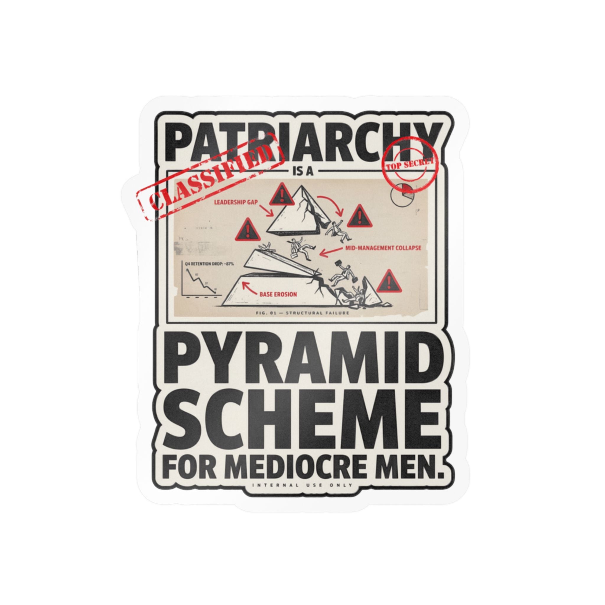 Kiss-Cut Vinyl Sticker — "Patriarchy: Pyramid Scheme for Mediocre Men" Graphic Decal