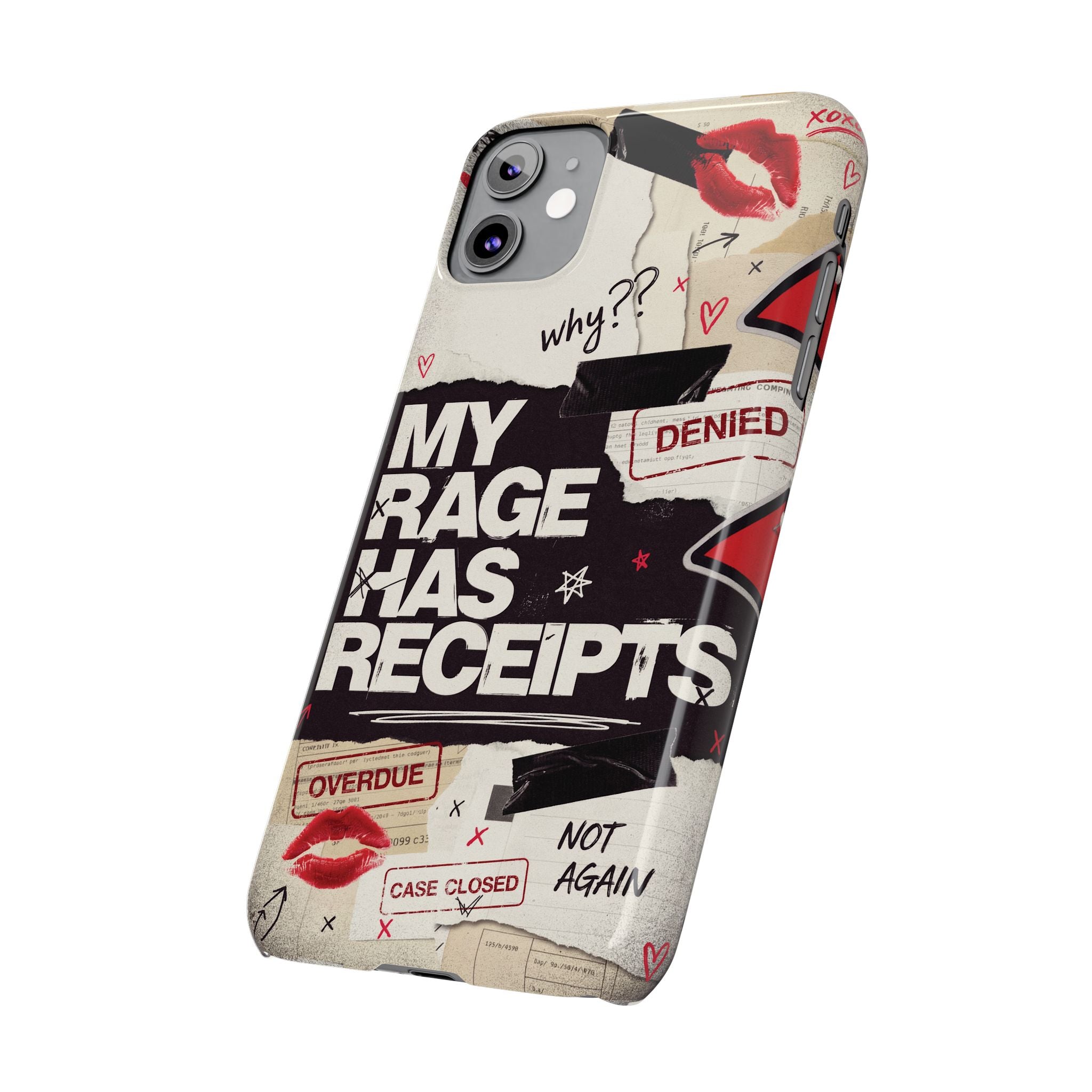 Slim Phone Case — "My Rage Has Receipts" Feminist Graphic Protective Cover