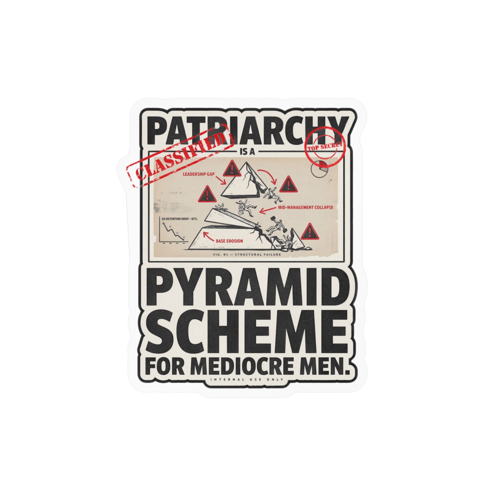 Kiss-Cut Vinyl Sticker — "Patriarchy: Pyramid Scheme for Mediocre Men" Graphic Decal