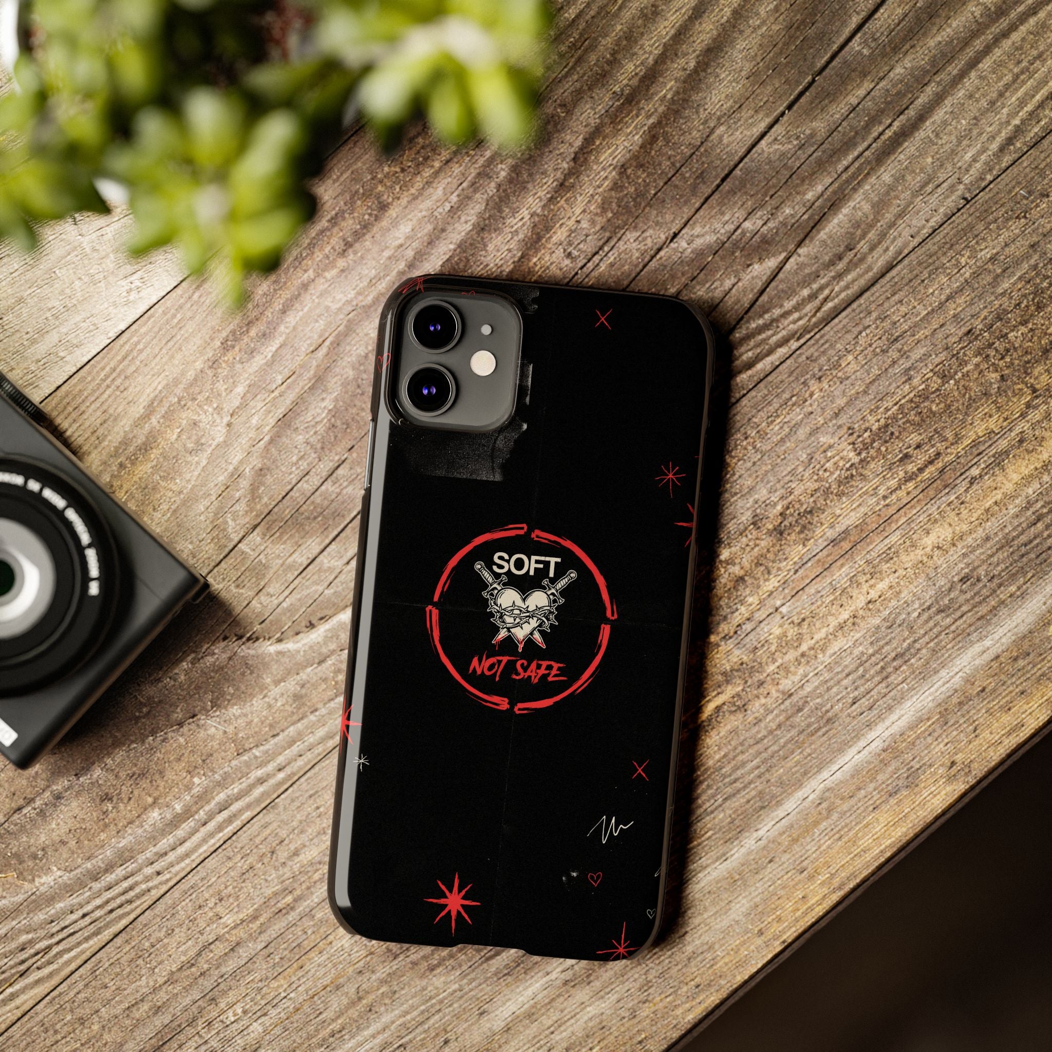 Soft Not Safe Slim Phone Case — Gothic Heart Aesthetic