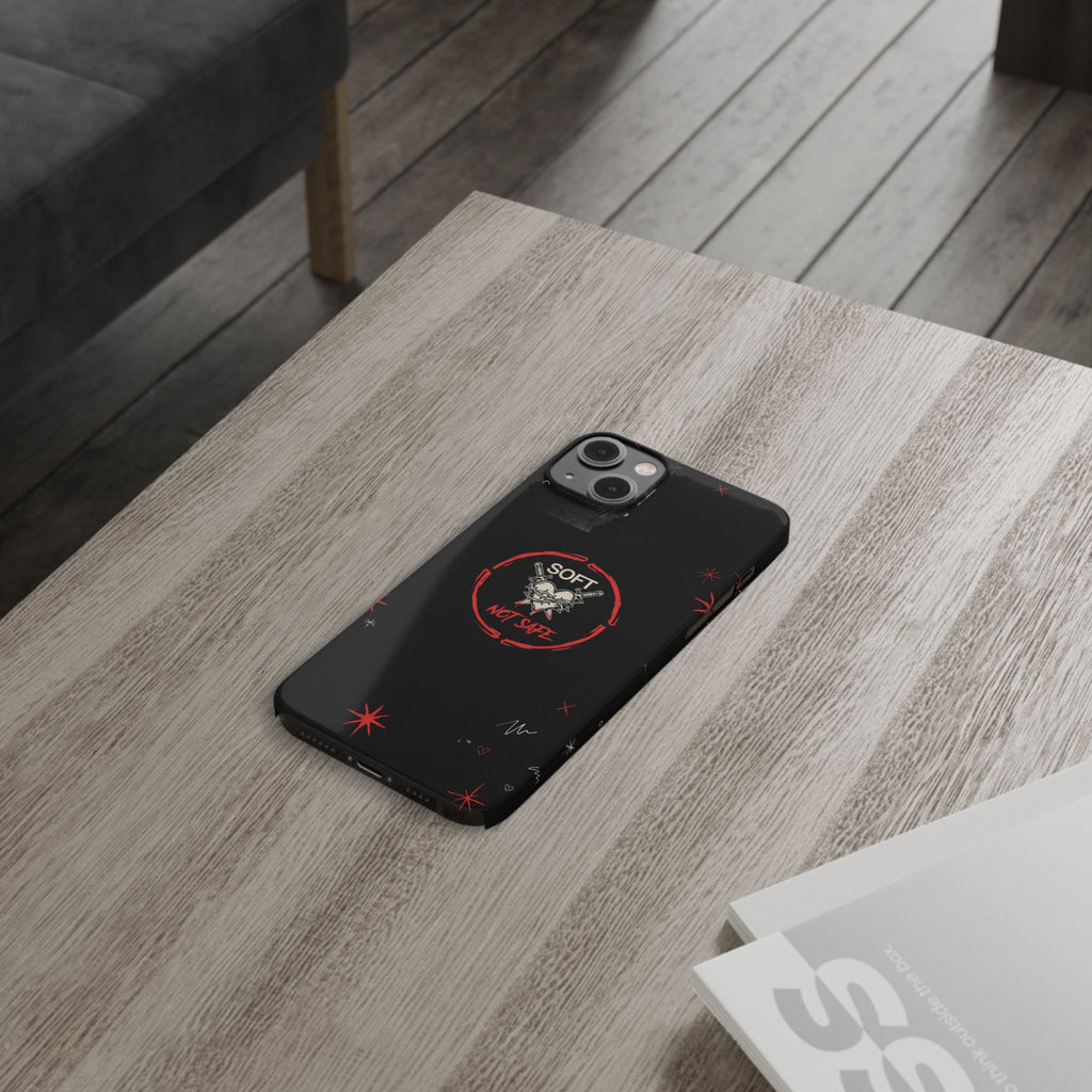 Soft Not Safe Slim Phone Case — Gothic Heart Aesthetic