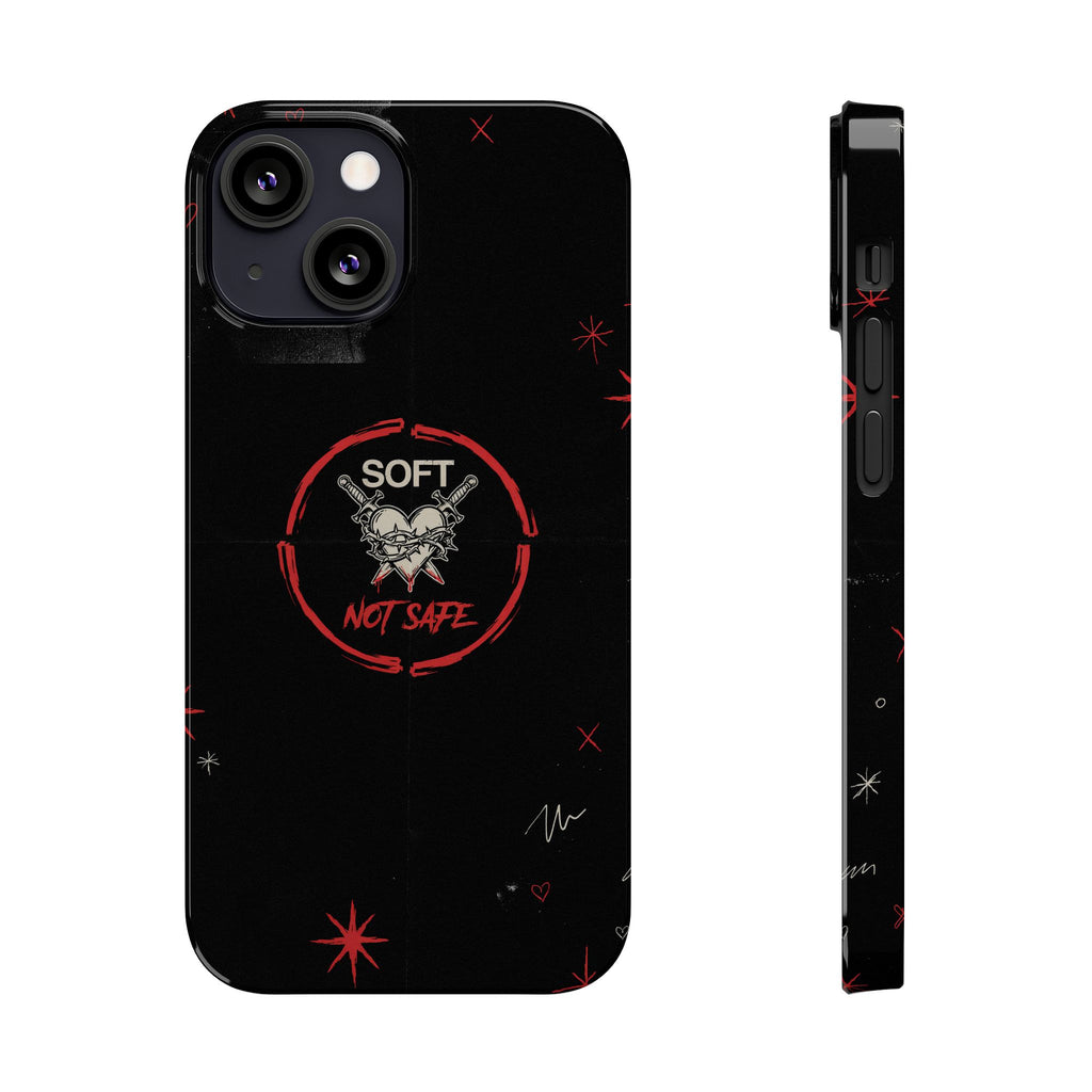 Soft Not Safe Slim Phone Case — Gothic Heart Aesthetic