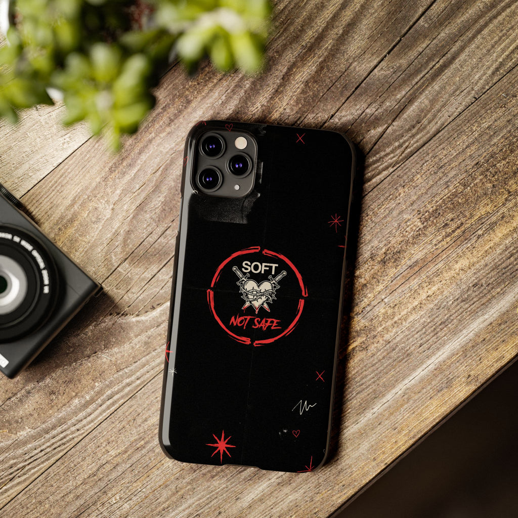 Soft Not Safe Slim Phone Case — Gothic Heart Aesthetic