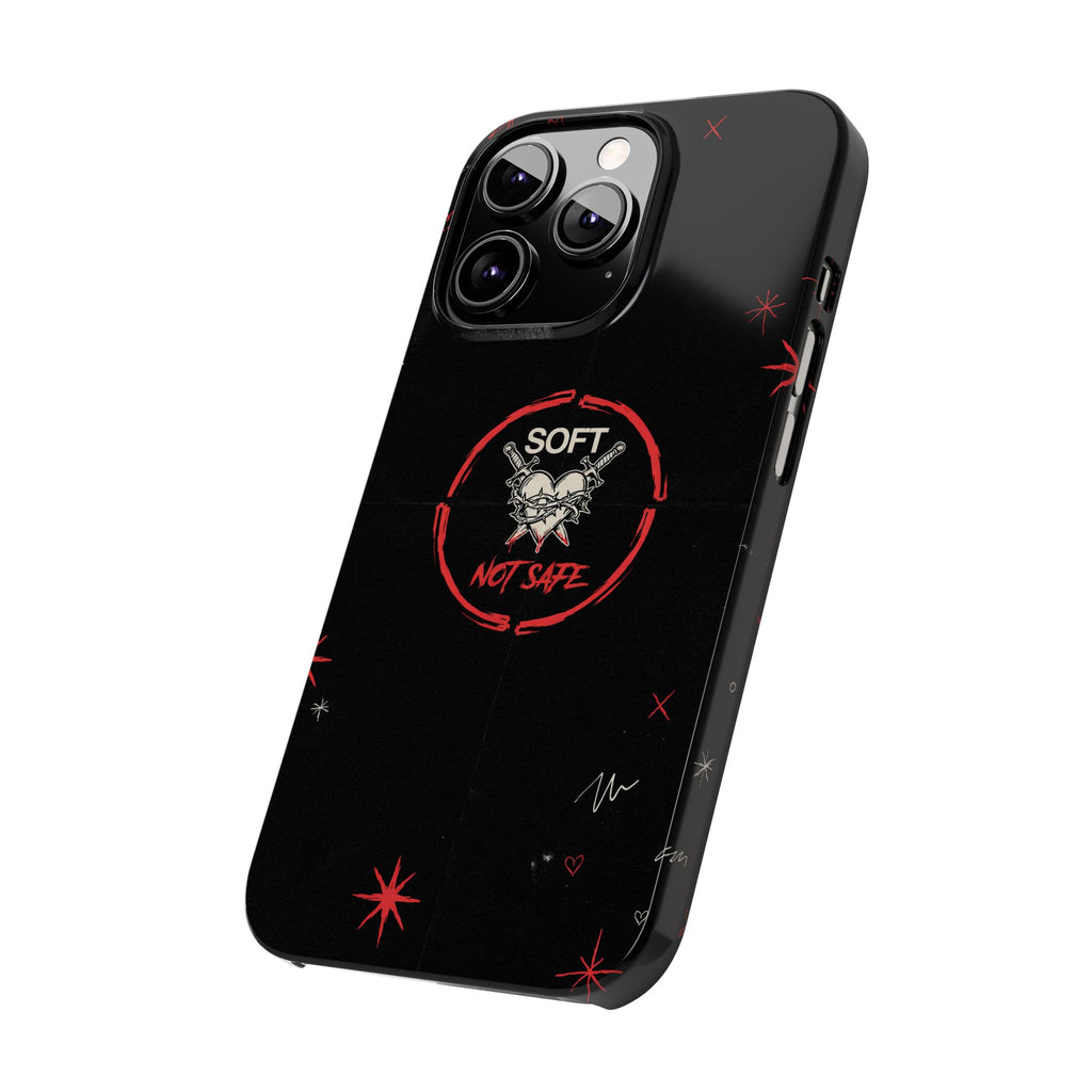 Soft Not Safe Slim Phone Case — Gothic Heart Aesthetic