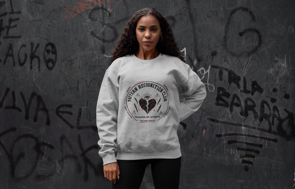 Pattern Recognition Club Crewneck Sweatshirt — "Calculated, Not Accidental" Graphic Pullover