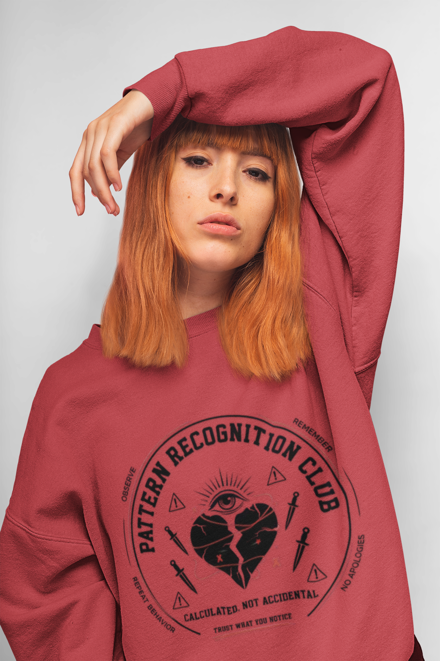 Pattern Recognition Club Crewneck Sweatshirt — "Calculated, Not Accidental" Graphic Pullover