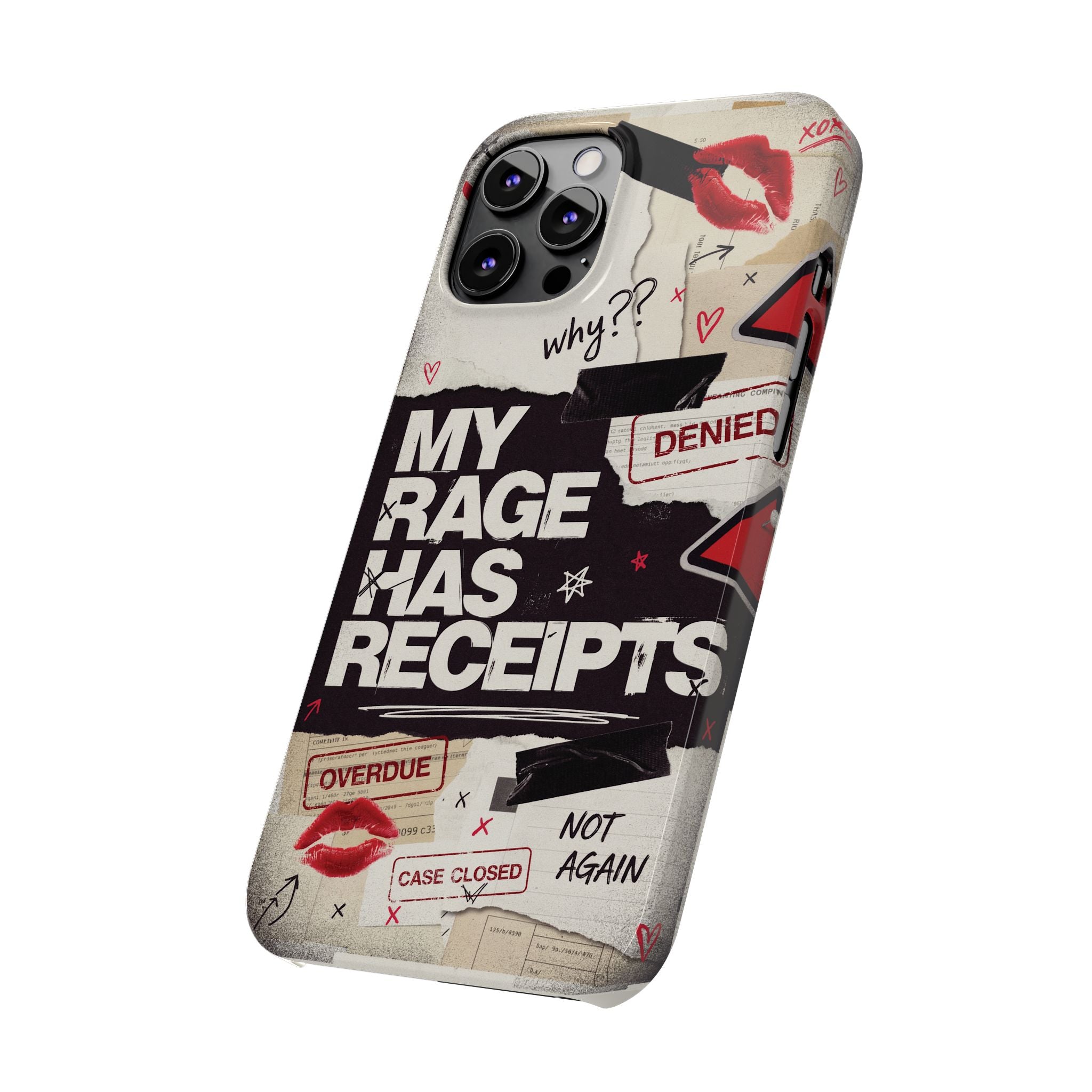 Slim Phone Case — "My Rage Has Receipts" Feminist Graphic Protective Cover