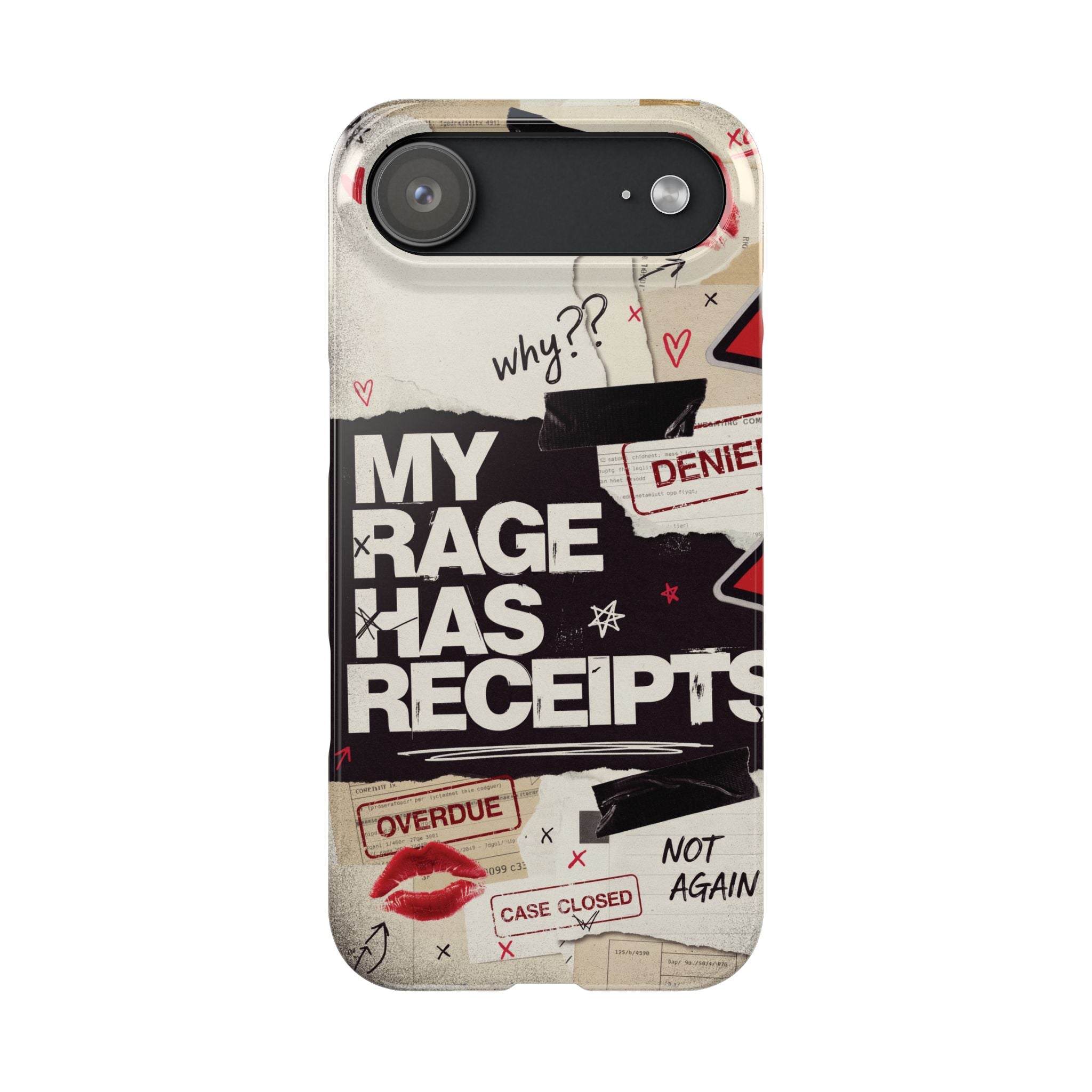 Slim Phone Case — "My Rage Has Receipts" Feminist Graphic Protective Cover
