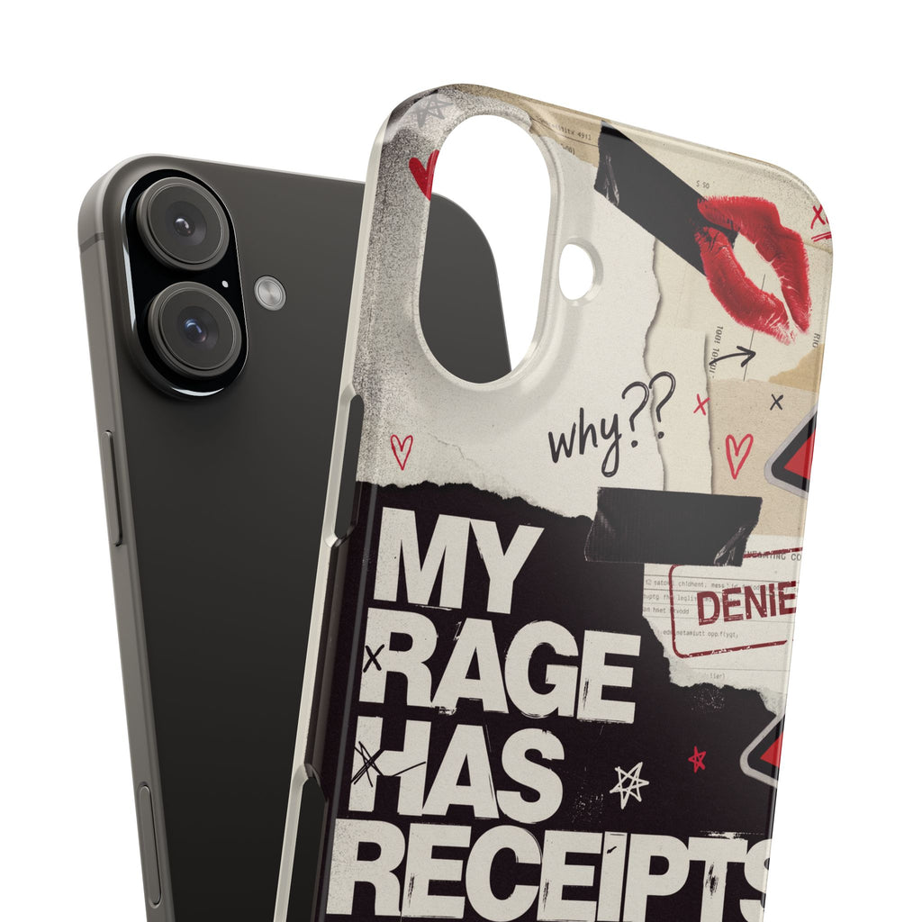 Slim Phone Case — "My Rage Has Receipts" Feminist Graphic Protective Cover