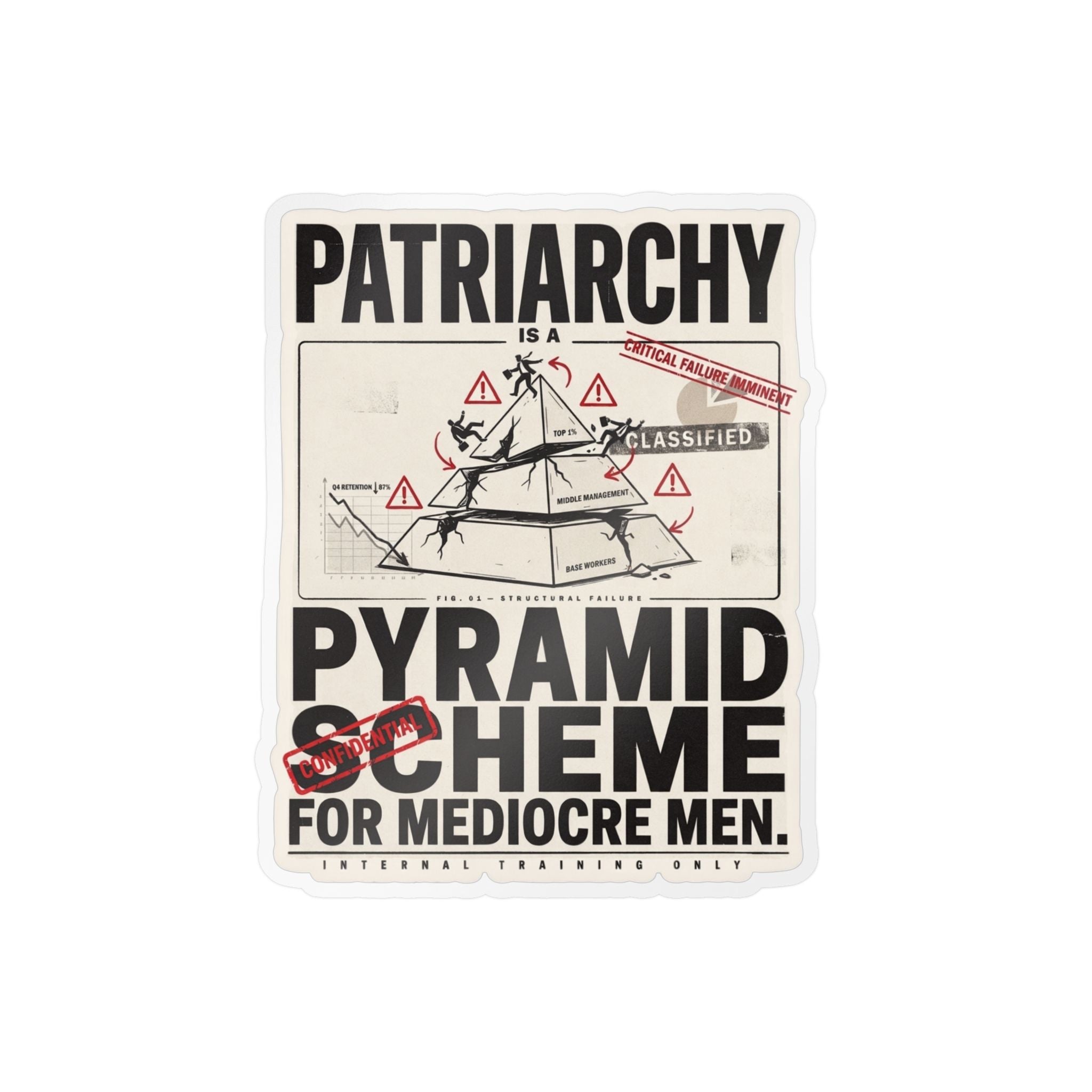 Kiss-Cut Vinyl Sticker — "Patriarchy: Pyramid Scheme for Mediocre Men" Graphic Decal