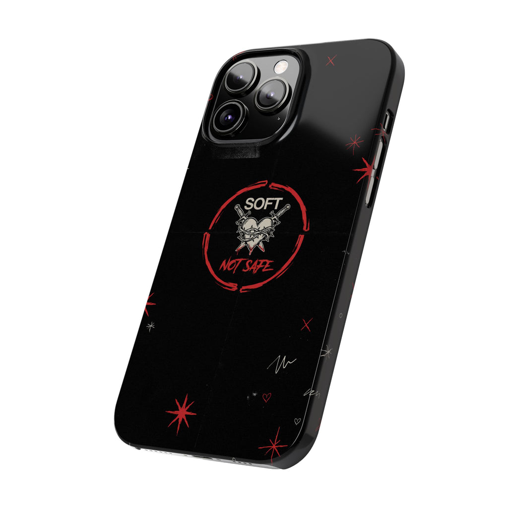 Soft Not Safe Slim Phone Case — Gothic Heart Aesthetic