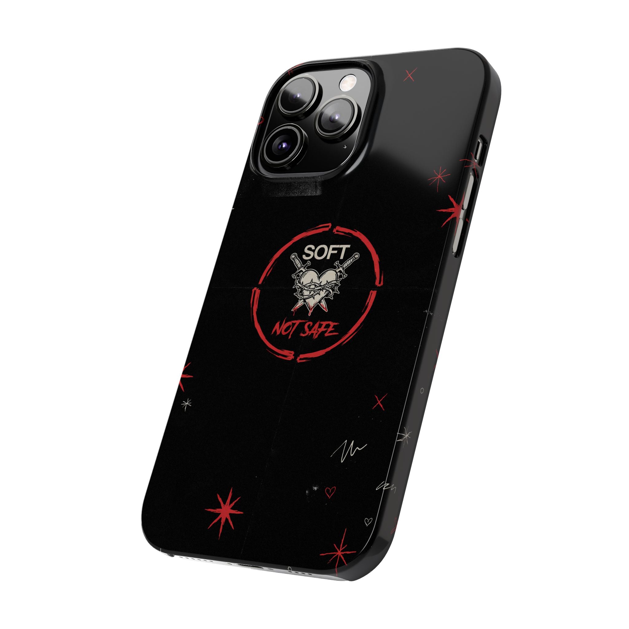 Soft Not Safe Slim Phone Case — Gothic Heart Aesthetic