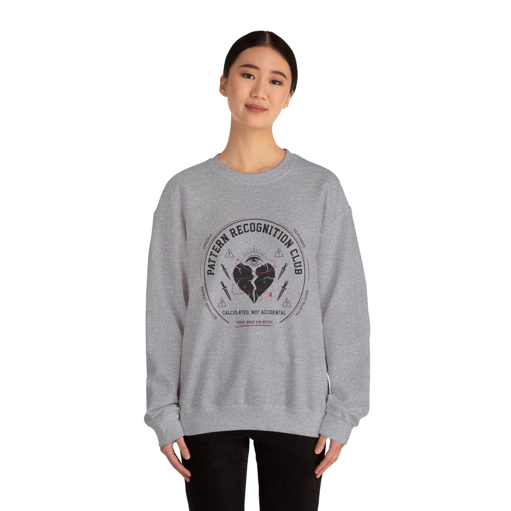 Pattern Recognition Club Crewneck Sweatshirt — "Calculated, Not Accidental" Graphic Pullover