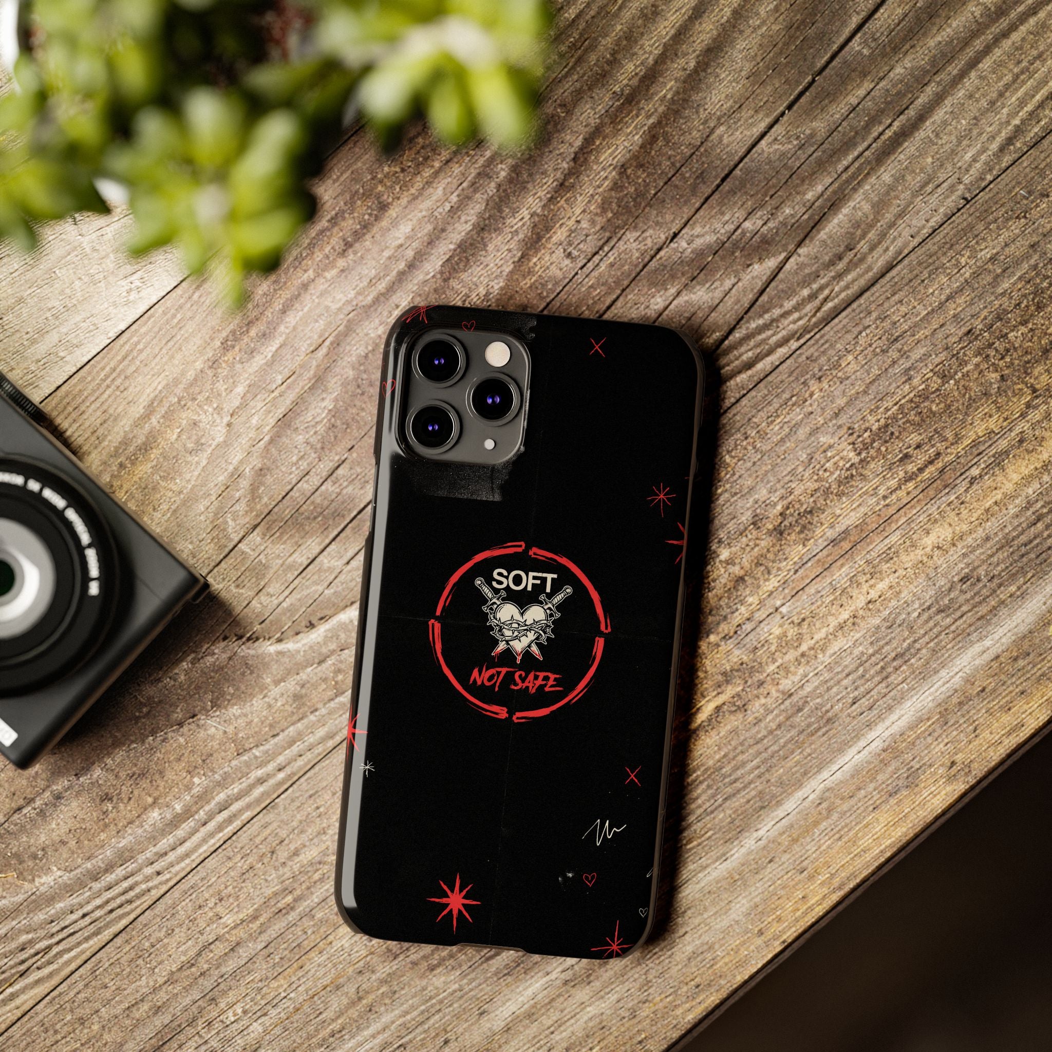 Soft Not Safe Slim Phone Case — Gothic Heart Aesthetic