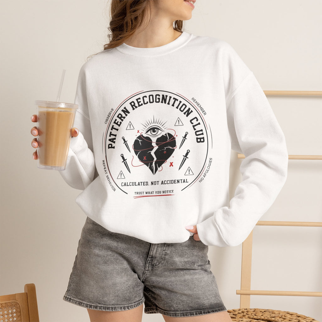 Pattern Recognition Club Crewneck Sweatshirt — "Calculated, Not Accidental" Graphic Pullover