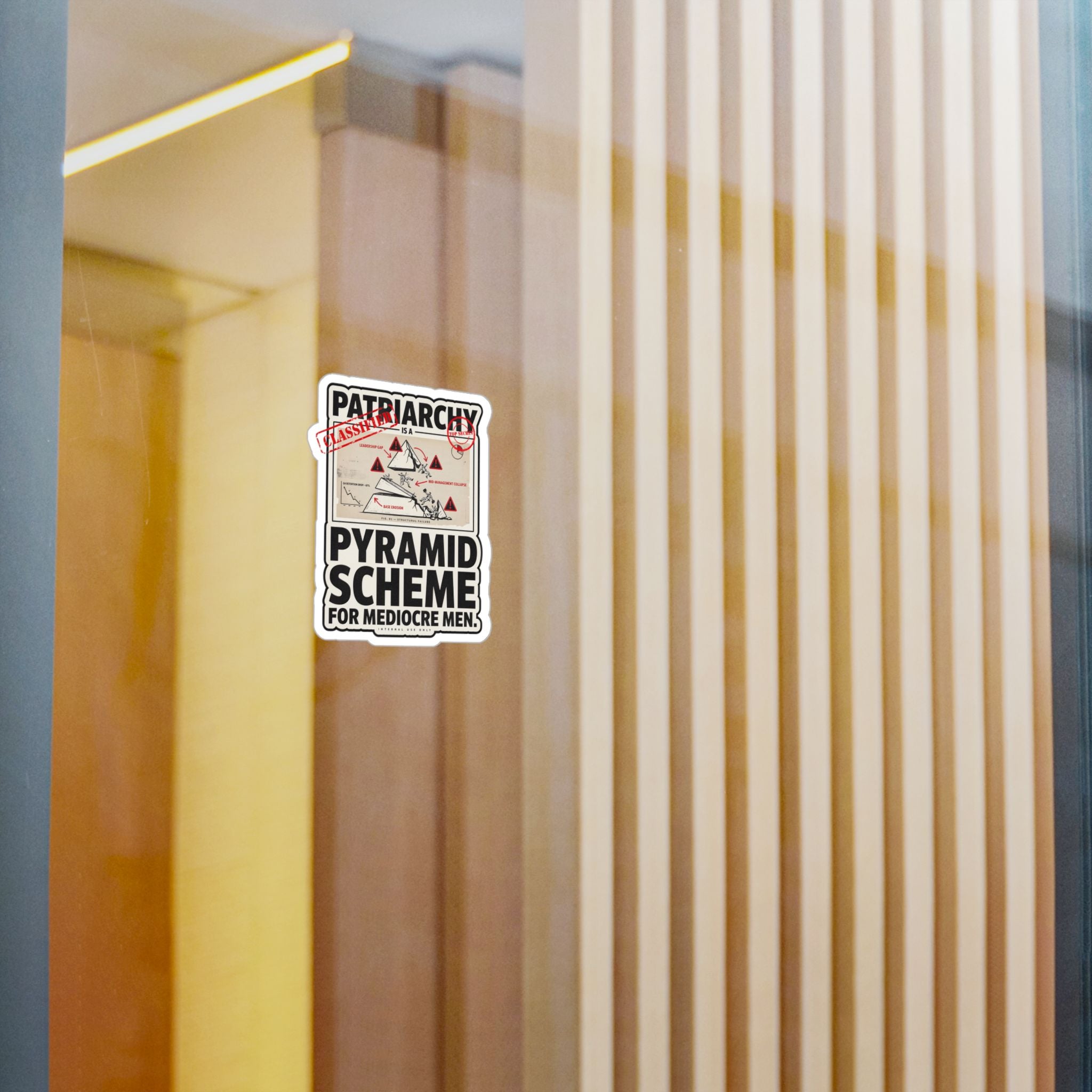 Kiss-Cut Vinyl Sticker — "Patriarchy: Pyramid Scheme for Mediocre Men" Graphic Decal