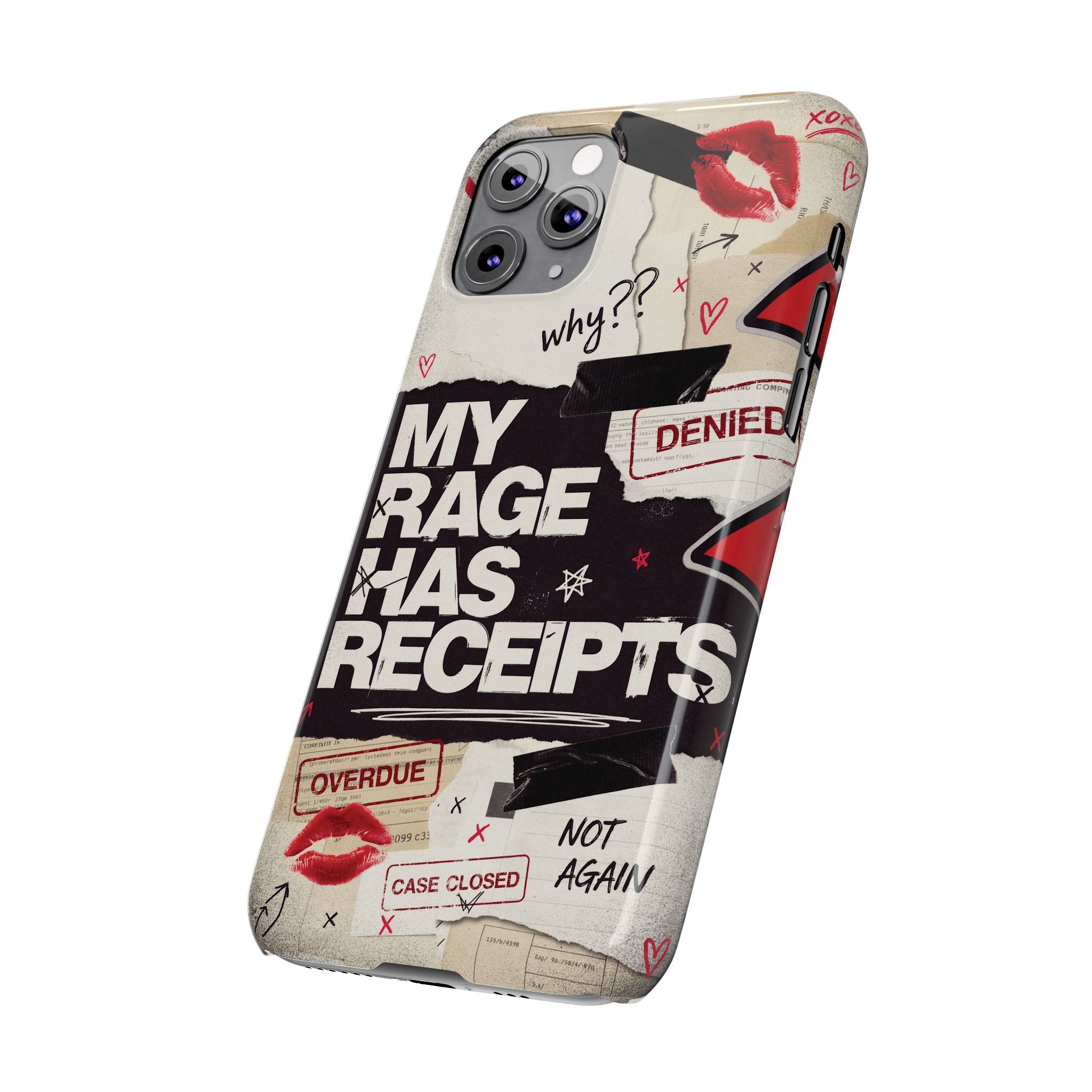 Slim Phone Case — "My Rage Has Receipts" Feminist Graphic Protective Cover