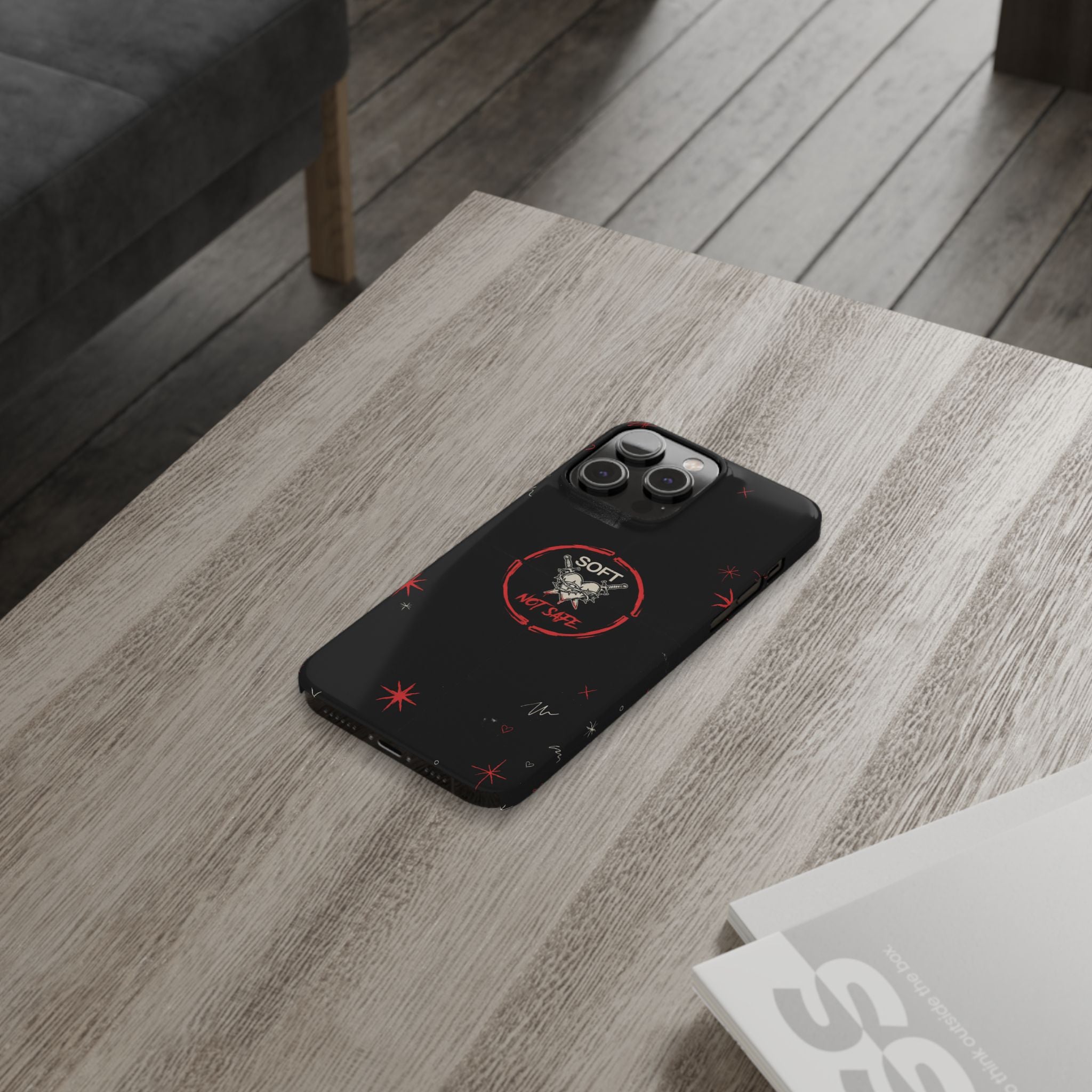 Soft Not Safe Slim Phone Case — Gothic Heart Aesthetic