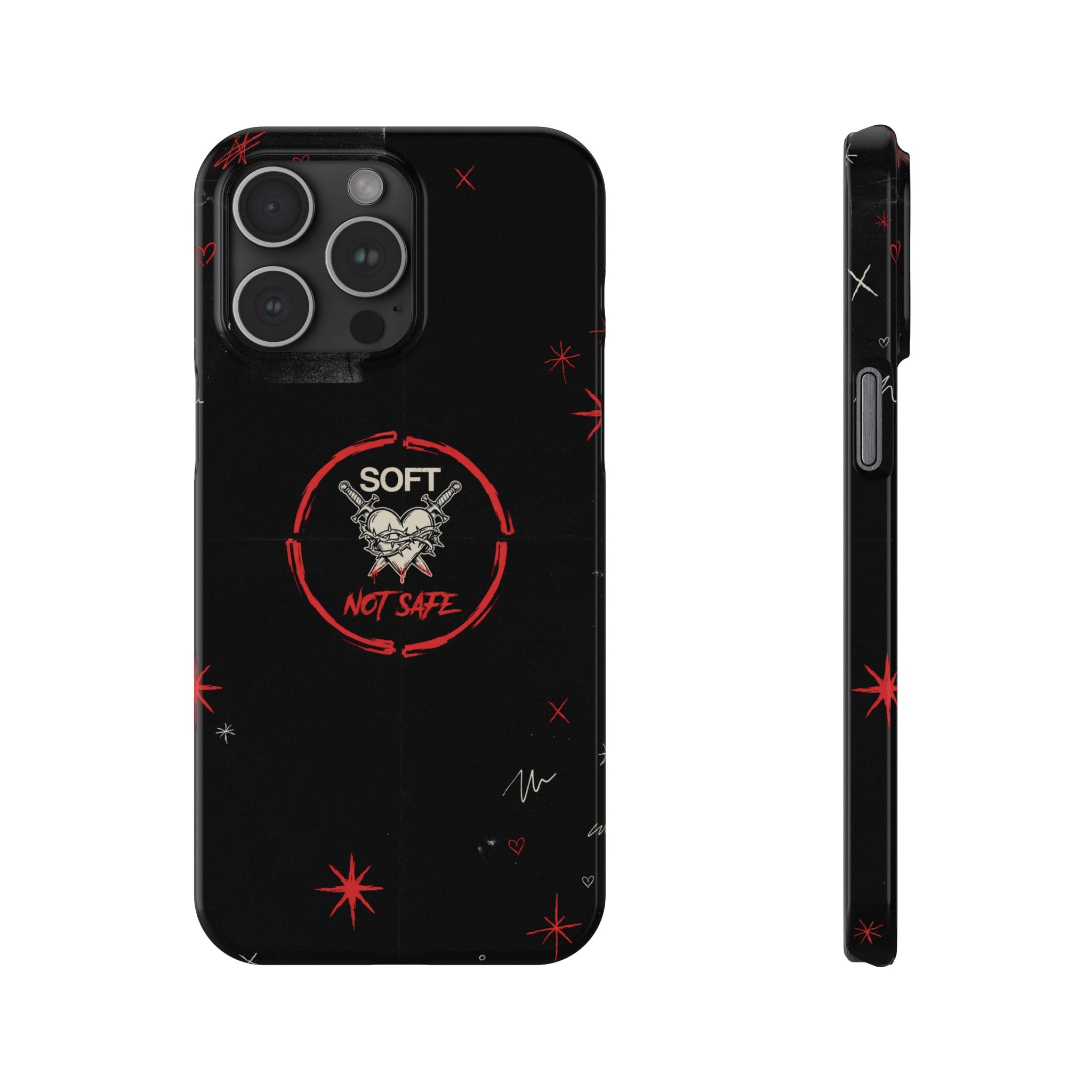Soft Not Safe Slim Phone Case — Gothic Heart Aesthetic