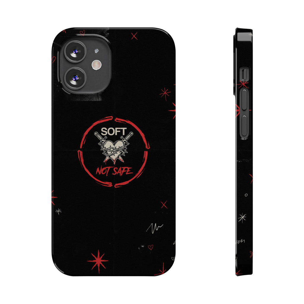 Soft Not Safe Slim Phone Case — Gothic Heart Aesthetic