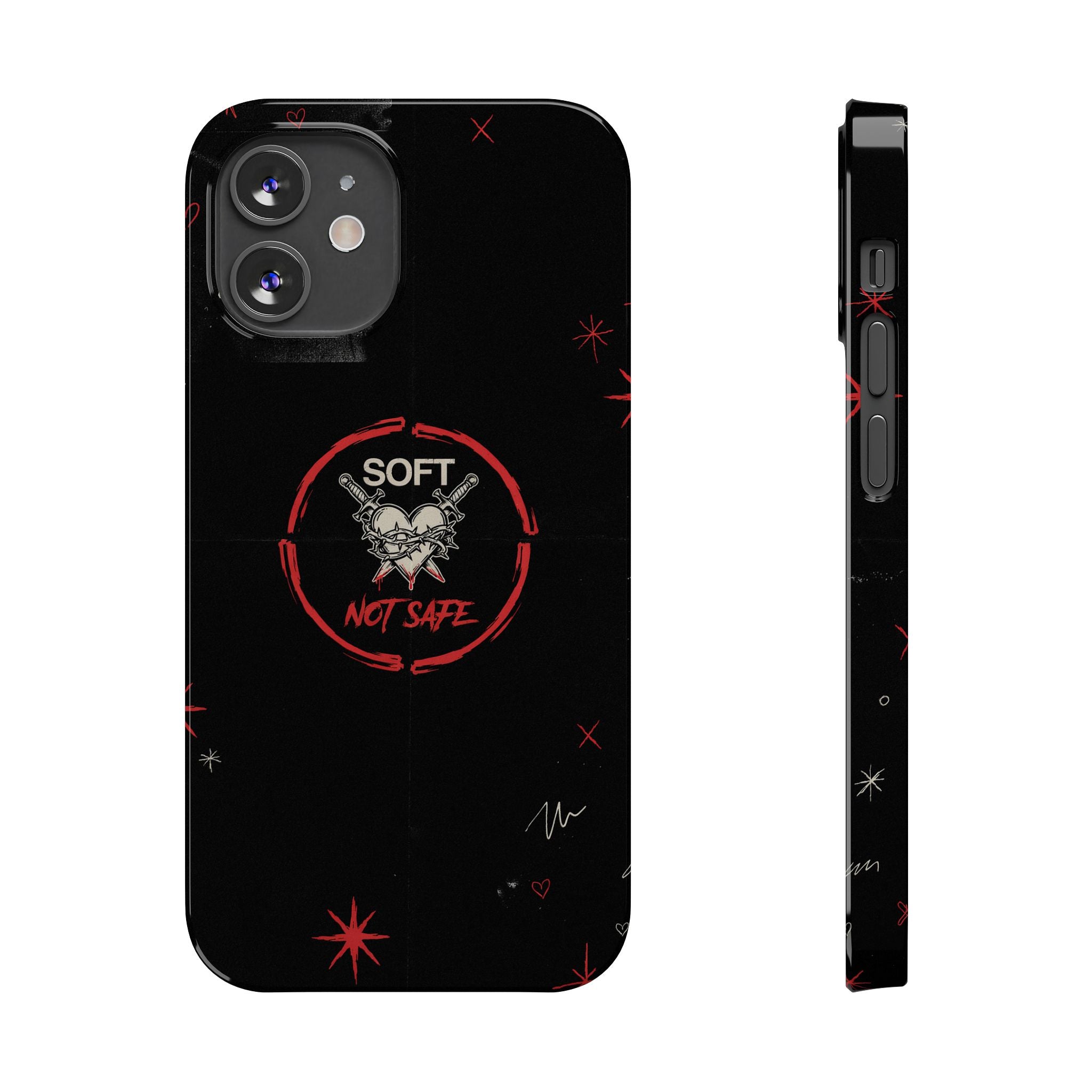 Soft Not Safe Slim Phone Case — Gothic Heart Aesthetic