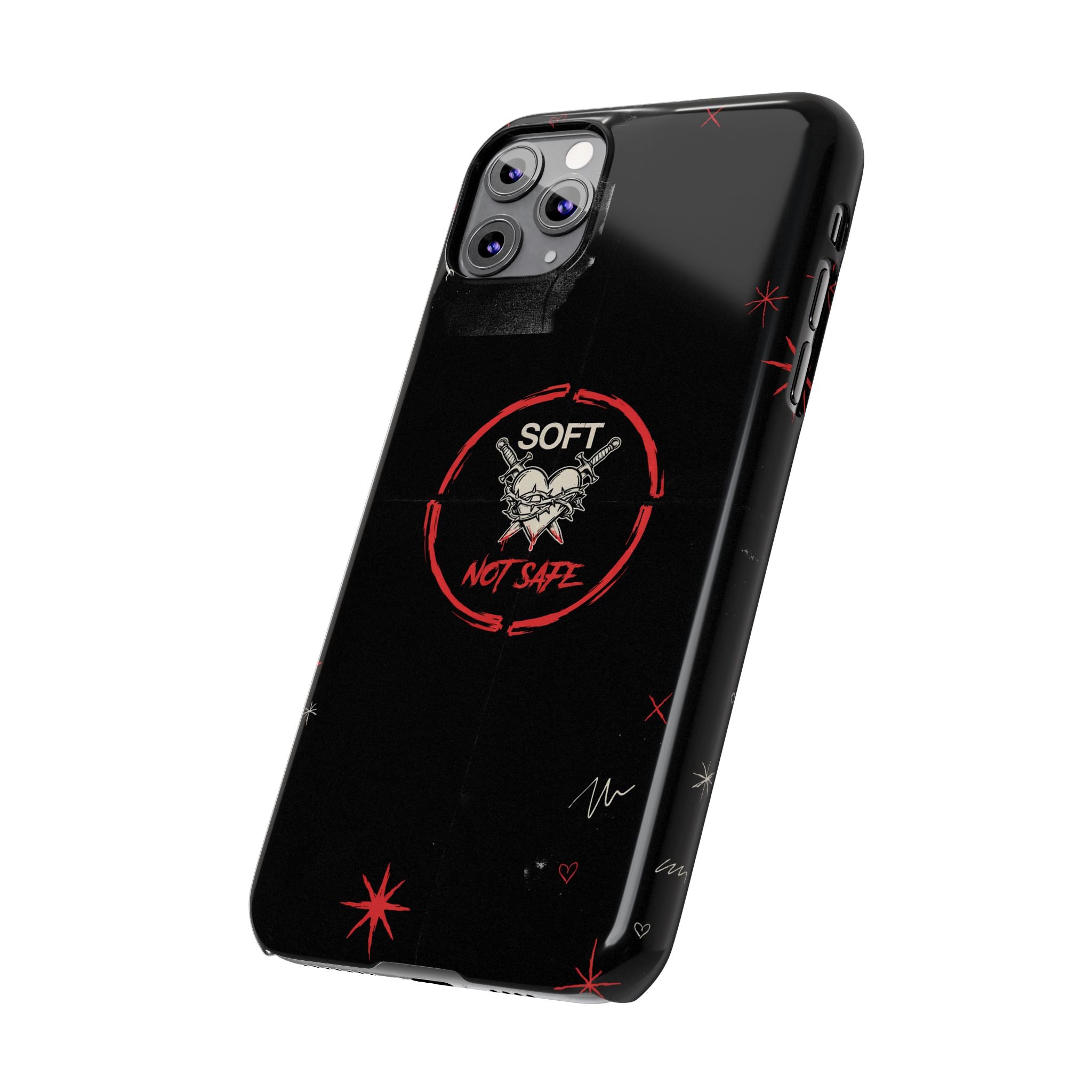 Soft Not Safe Slim Phone Case — Gothic Heart Aesthetic