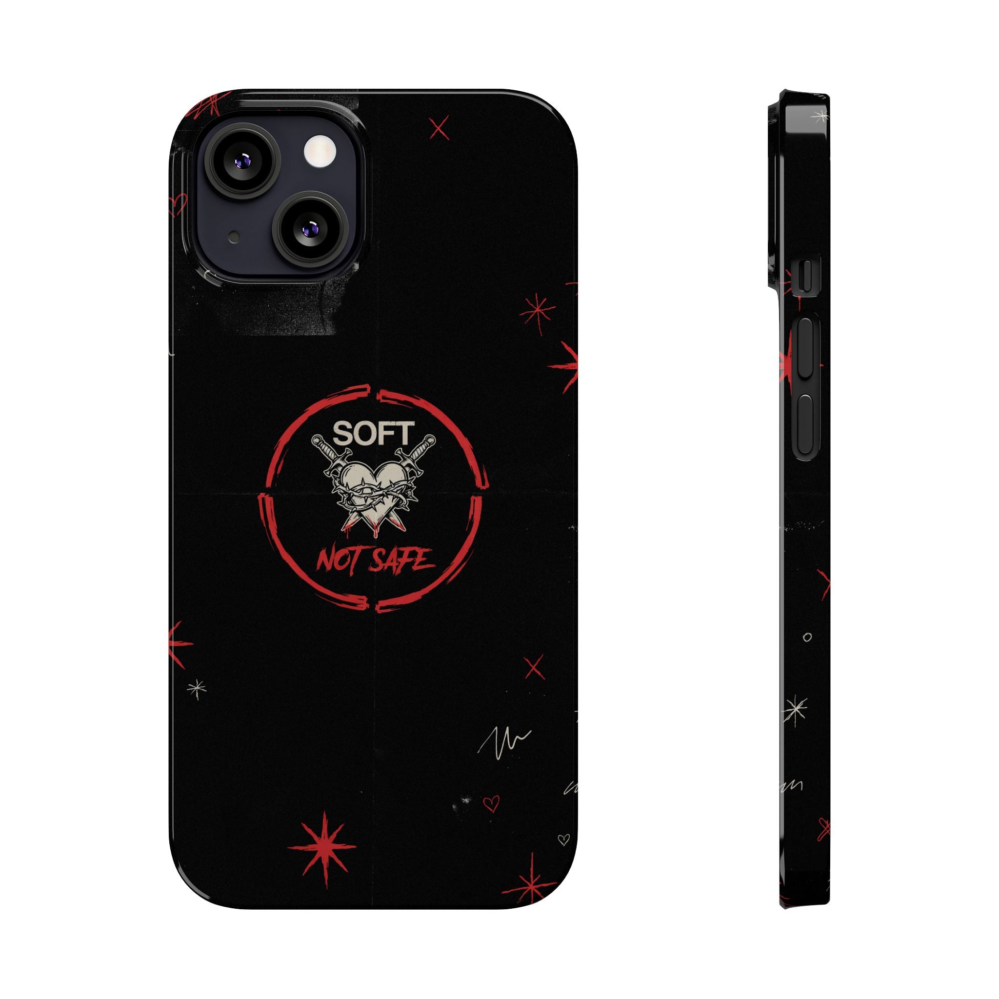 Soft Not Safe Slim Phone Case — Gothic Heart Aesthetic