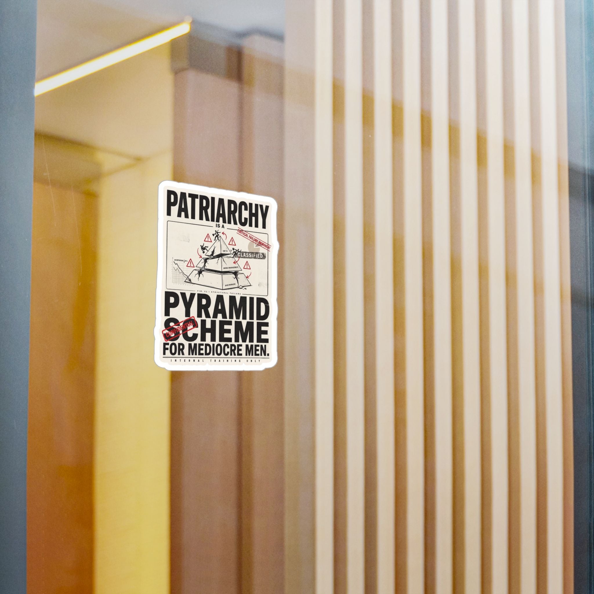 Kiss-Cut Vinyl Sticker — "Patriarchy: Pyramid Scheme for Mediocre Men" Graphic Decal