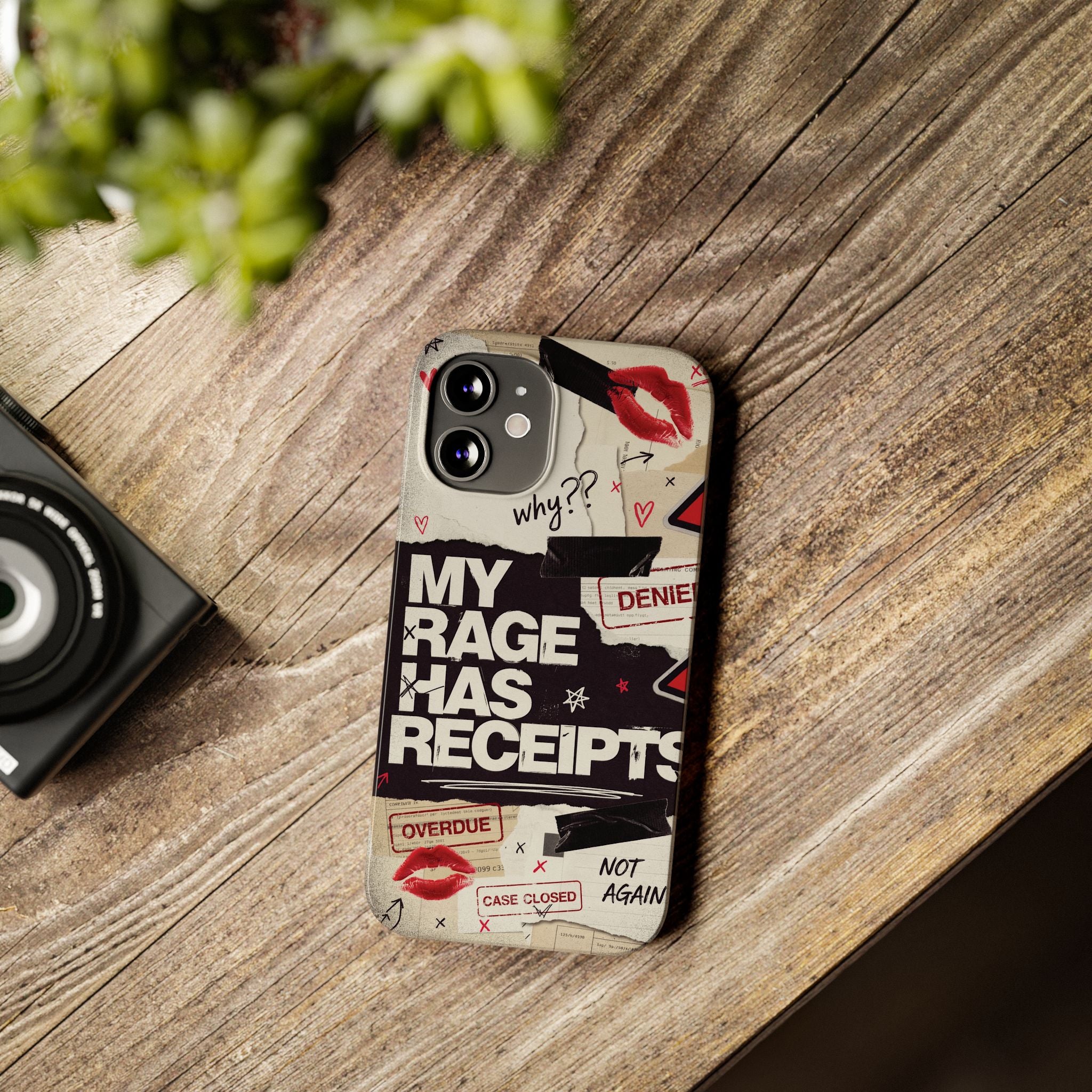 Slim Phone Case — "My Rage Has Receipts" Feminist Graphic Protective Cover