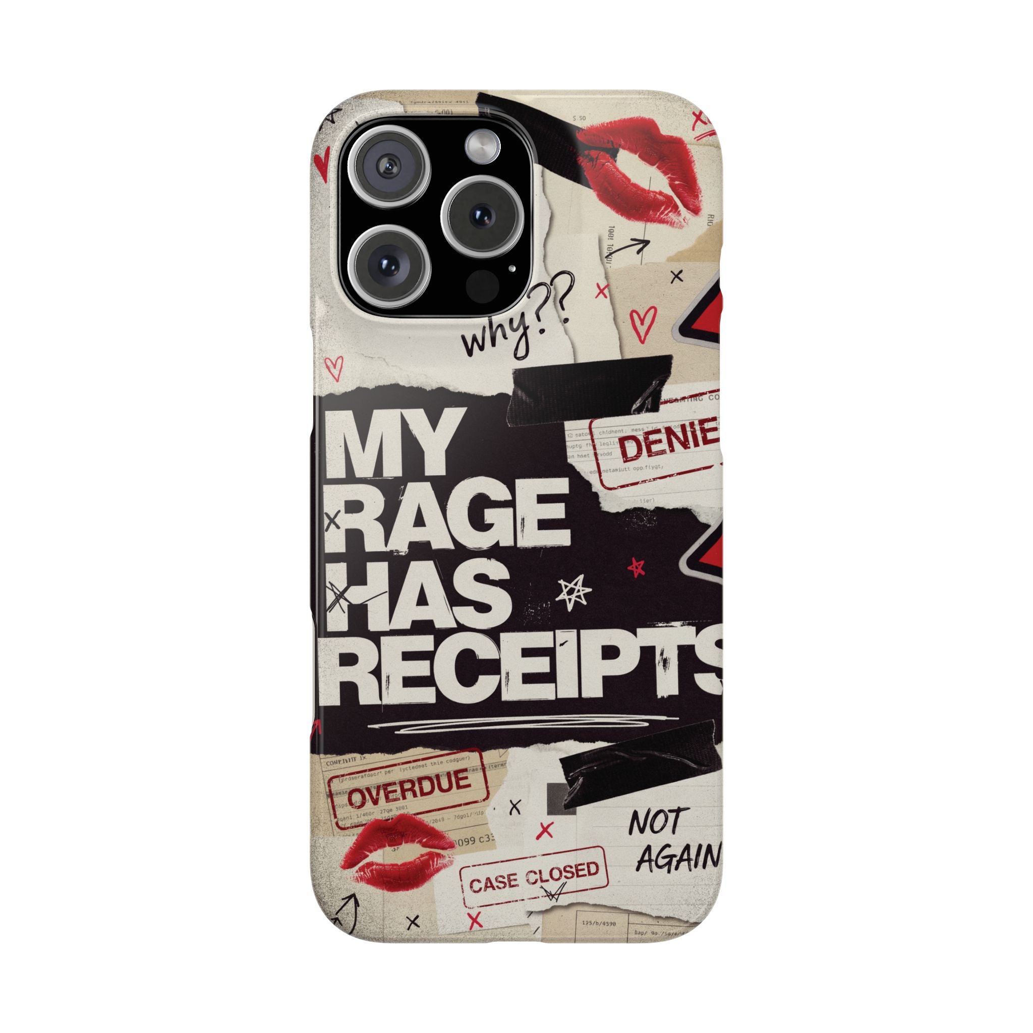 Slim Phone Case — "My Rage Has Receipts" Feminist Graphic Protective Cover
