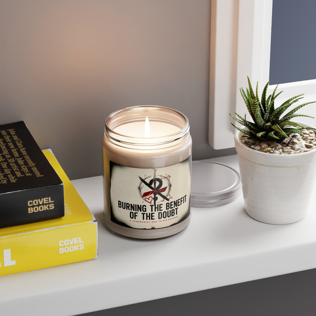 Burning The Benefit Of The Doubt | Scented Soy Candles with White Lid, 9oz