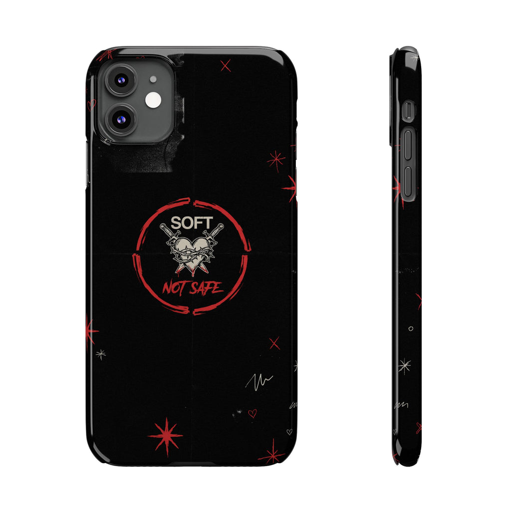 Soft Not Safe Slim Phone Case — Gothic Heart Aesthetic