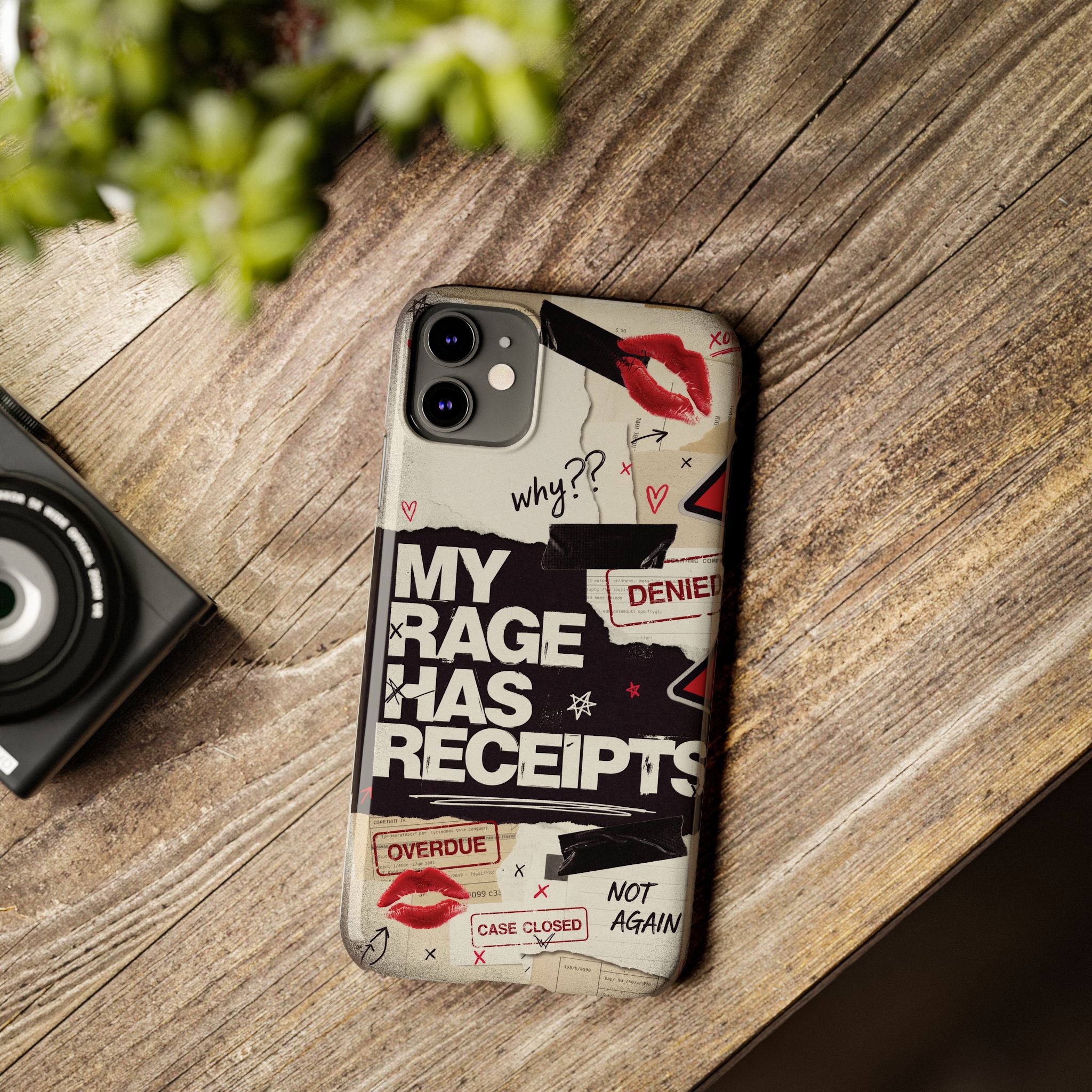 Slim Phone Case — "My Rage Has Receipts" Feminist Graphic Protective Cover