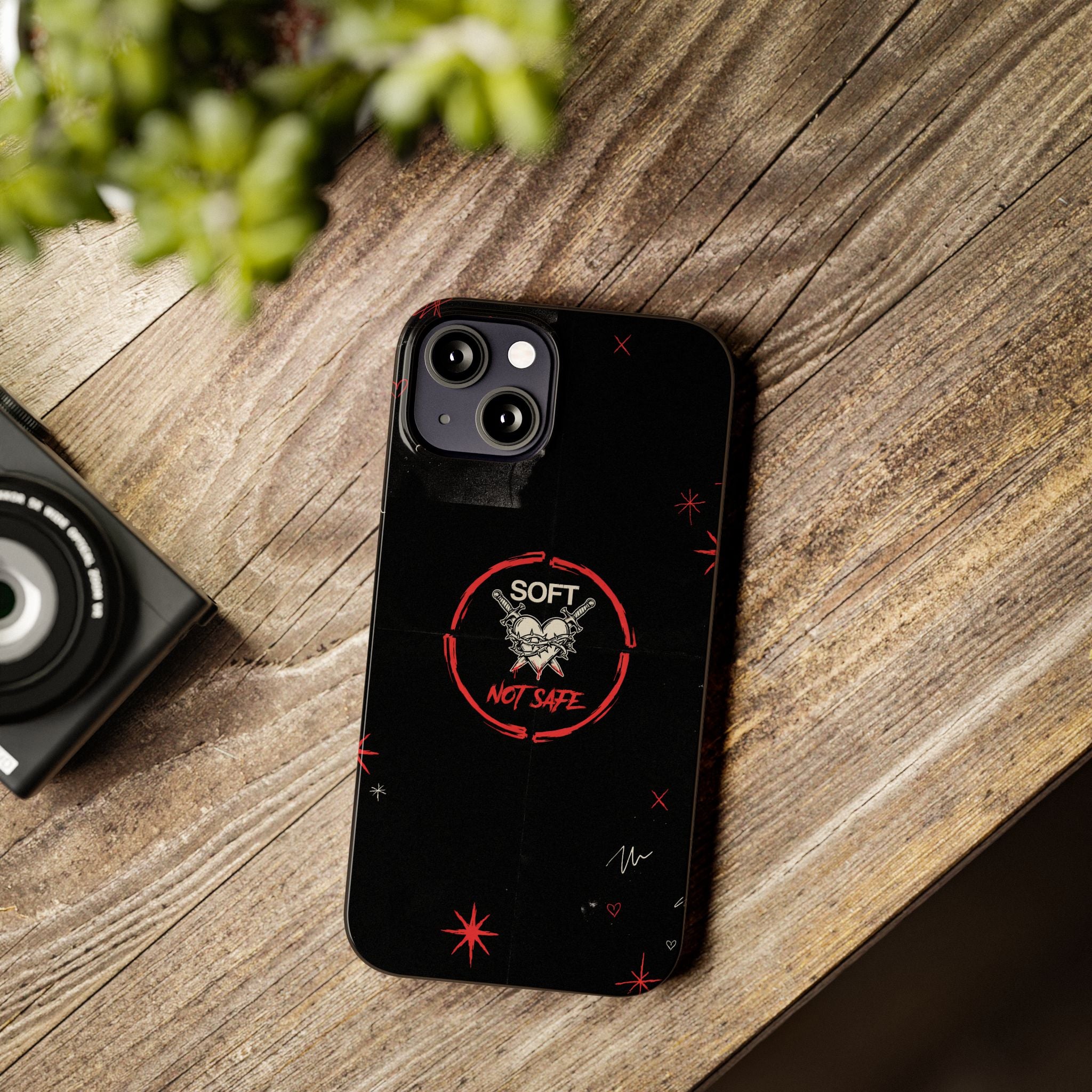 Soft Not Safe Slim Phone Case — Gothic Heart Aesthetic