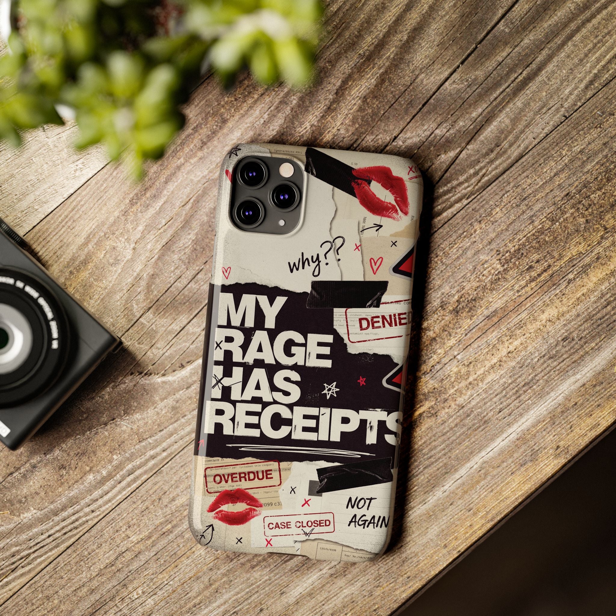 Slim Phone Case — "My Rage Has Receipts" Feminist Graphic Protective Cover