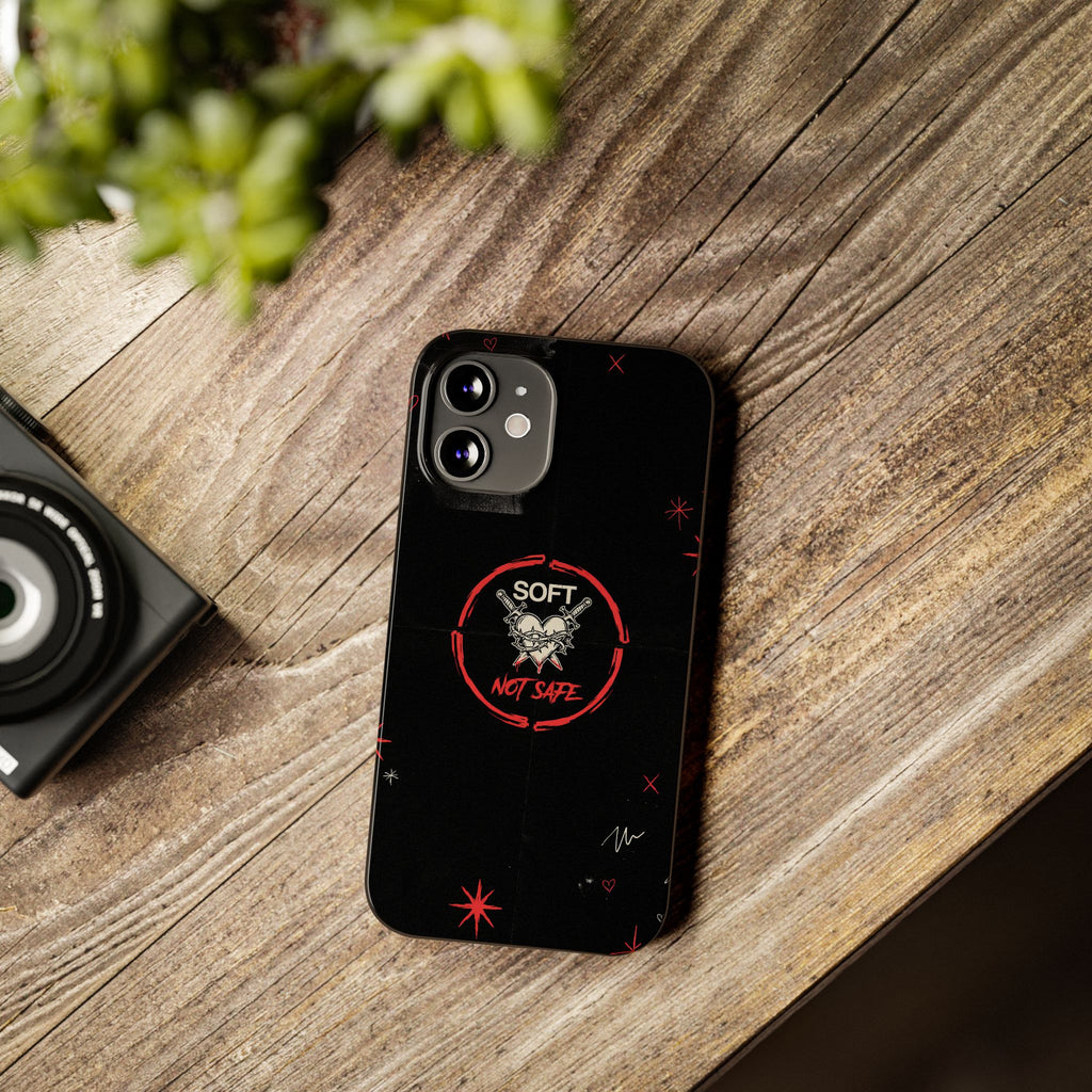 Soft Not Safe Slim Phone Case — Gothic Heart Aesthetic