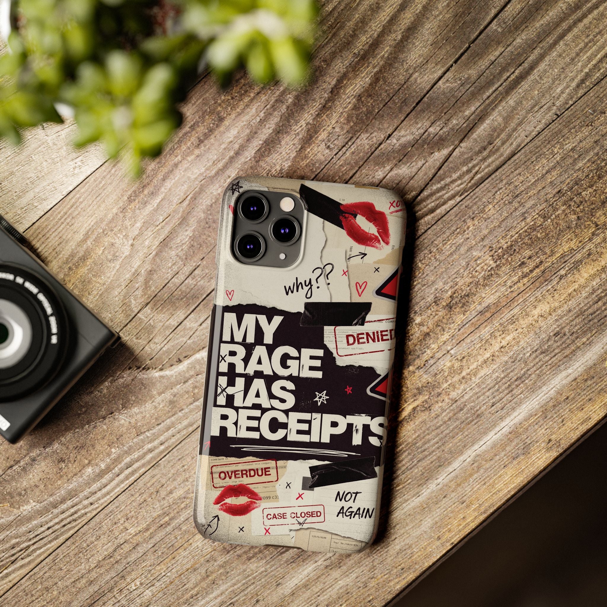 Slim Phone Case — "My Rage Has Receipts" Feminist Graphic Protective Cover