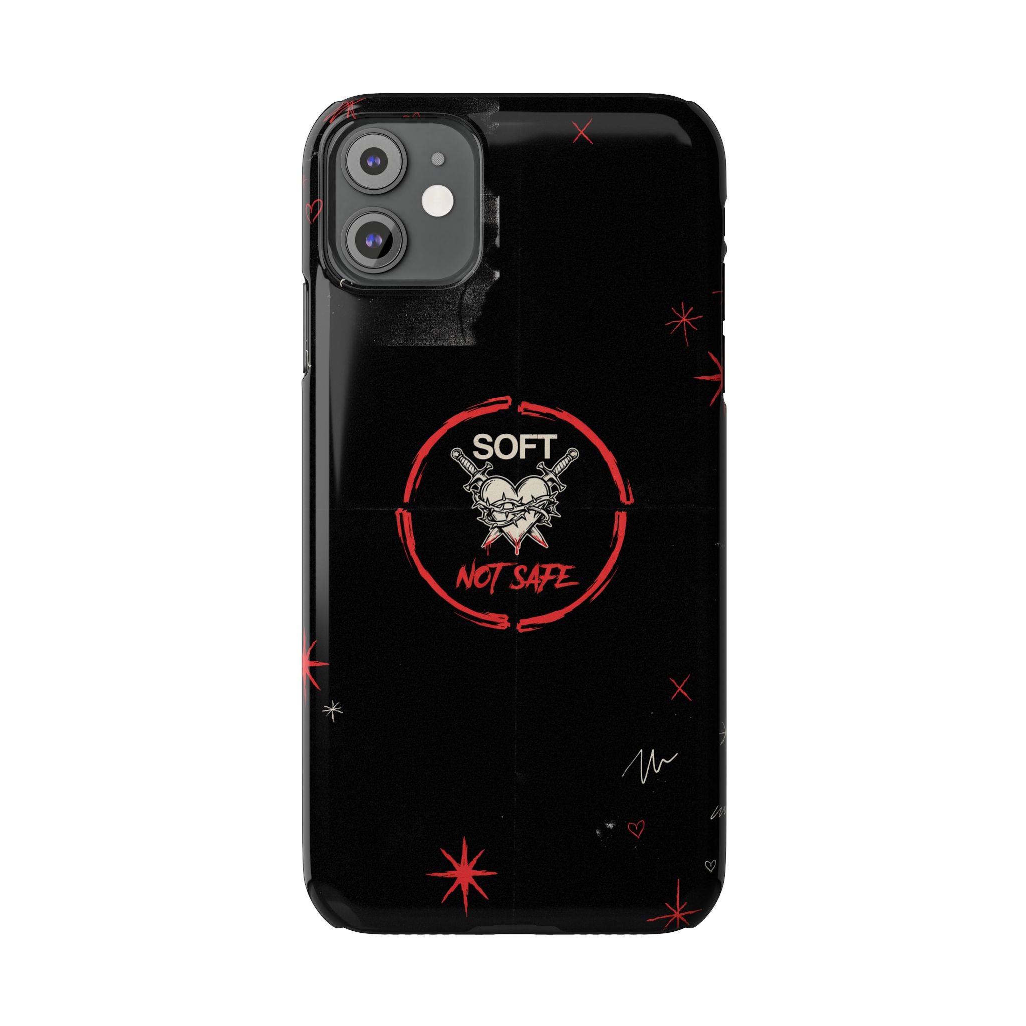 Soft Not Safe Slim Phone Case — Gothic Heart Aesthetic