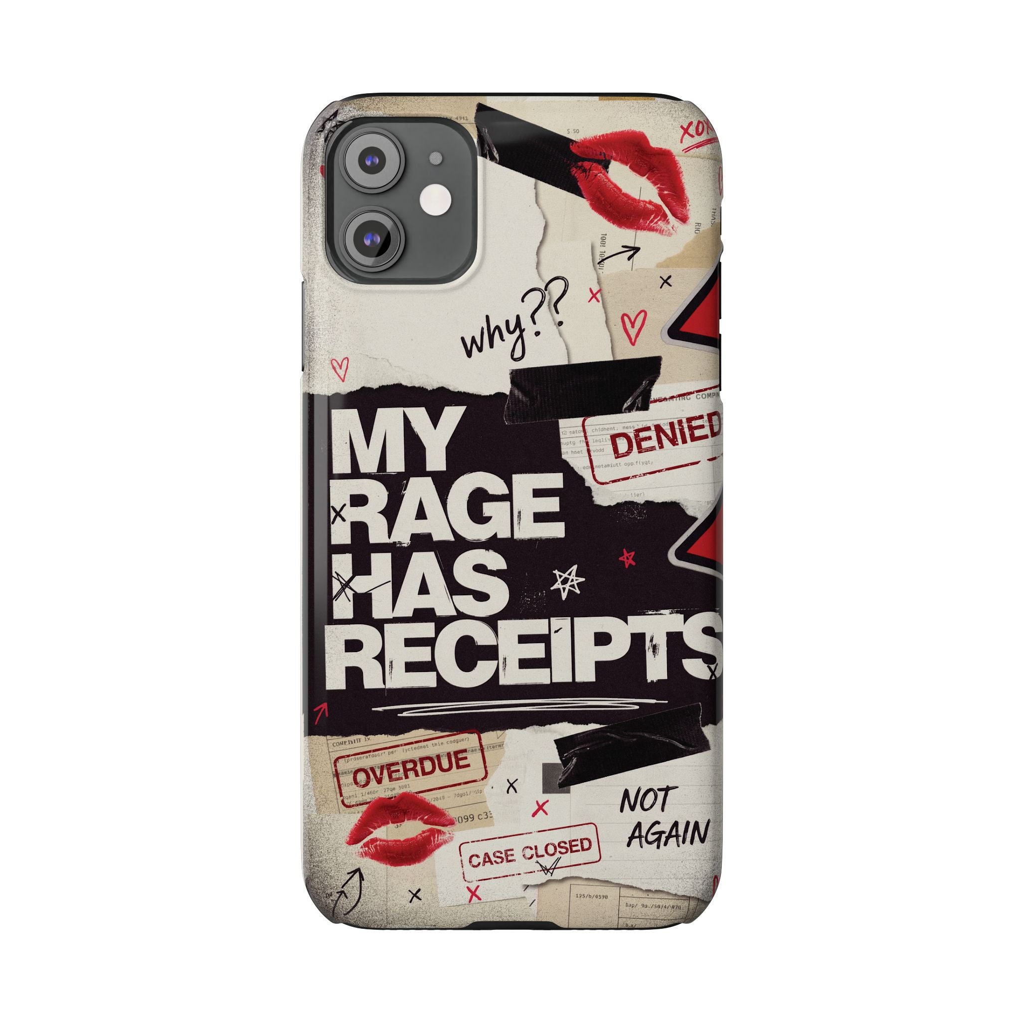 Slim Phone Case — "My Rage Has Receipts" Feminist Graphic Protective Cover