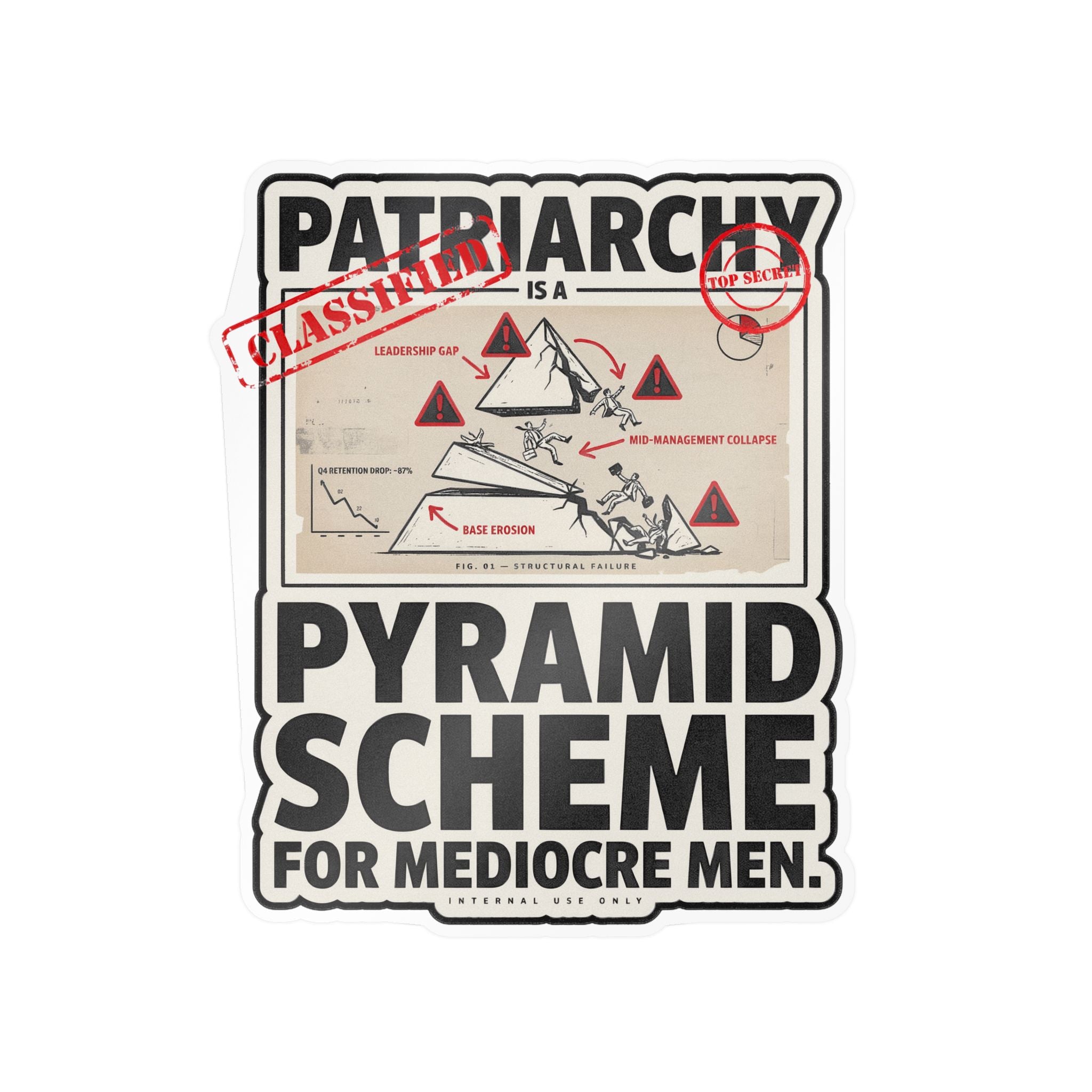 Kiss-Cut Vinyl Sticker — "Patriarchy: Pyramid Scheme for Mediocre Men" Graphic Decal