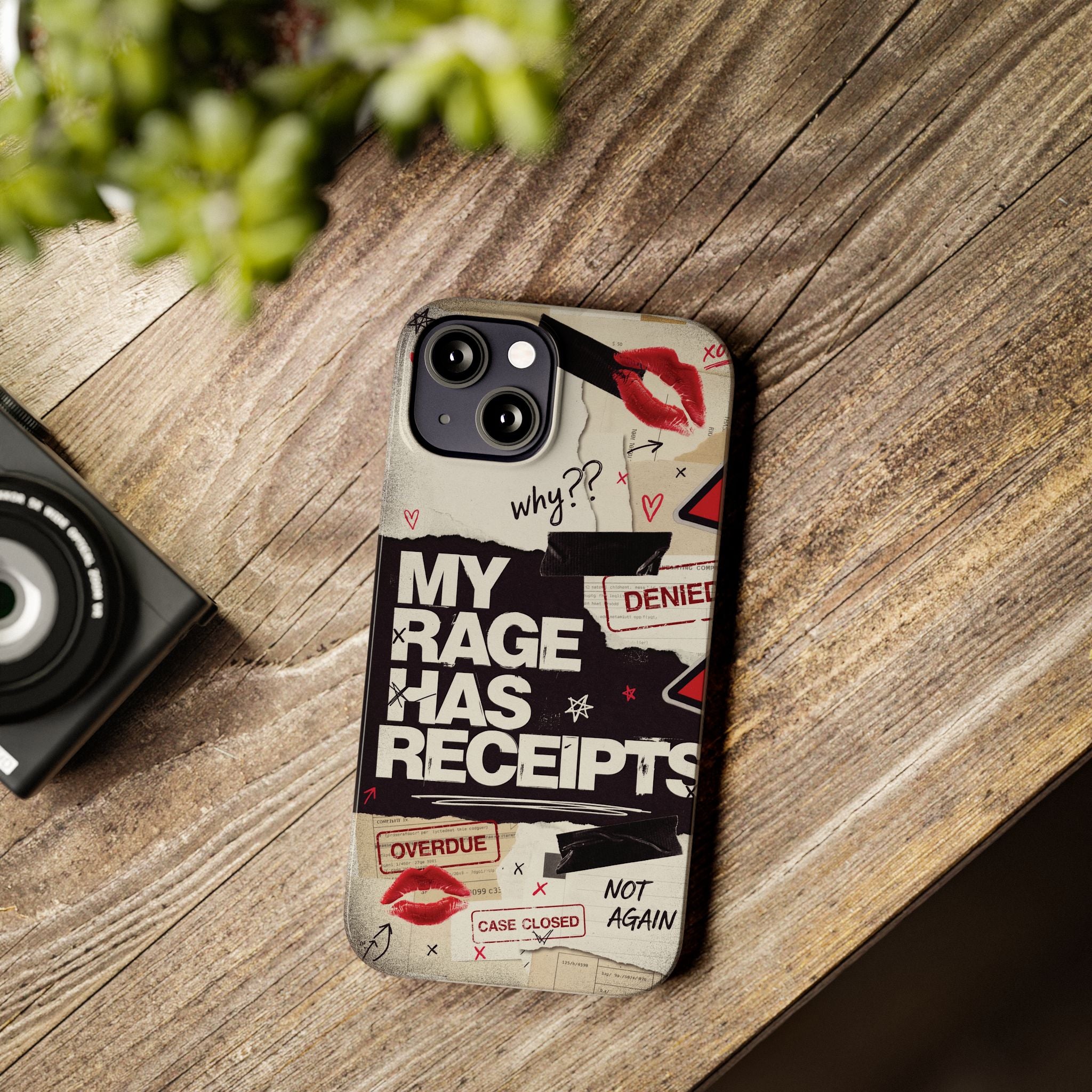 Slim Phone Case — "My Rage Has Receipts" Feminist Graphic Protective Cover