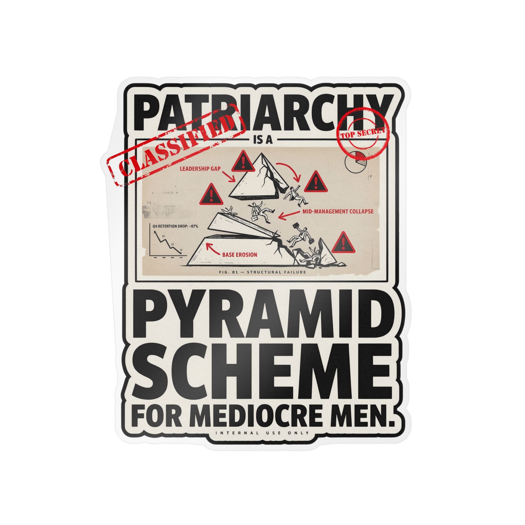 Kiss-Cut Vinyl Sticker — "Patriarchy: Pyramid Scheme for Mediocre Men" Graphic Decal