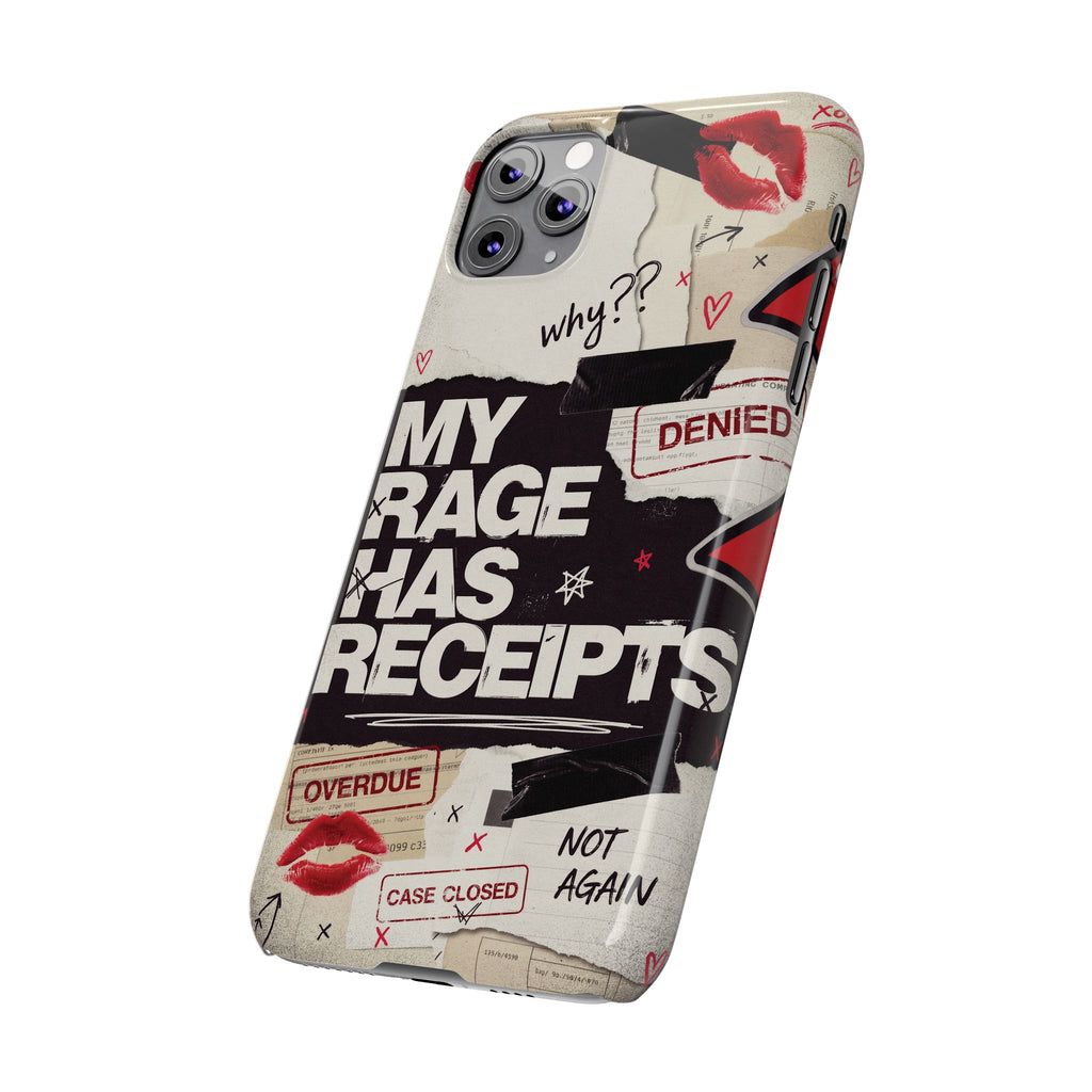 Slim Phone Case — "My Rage Has Receipts" Feminist Graphic Protective Cover