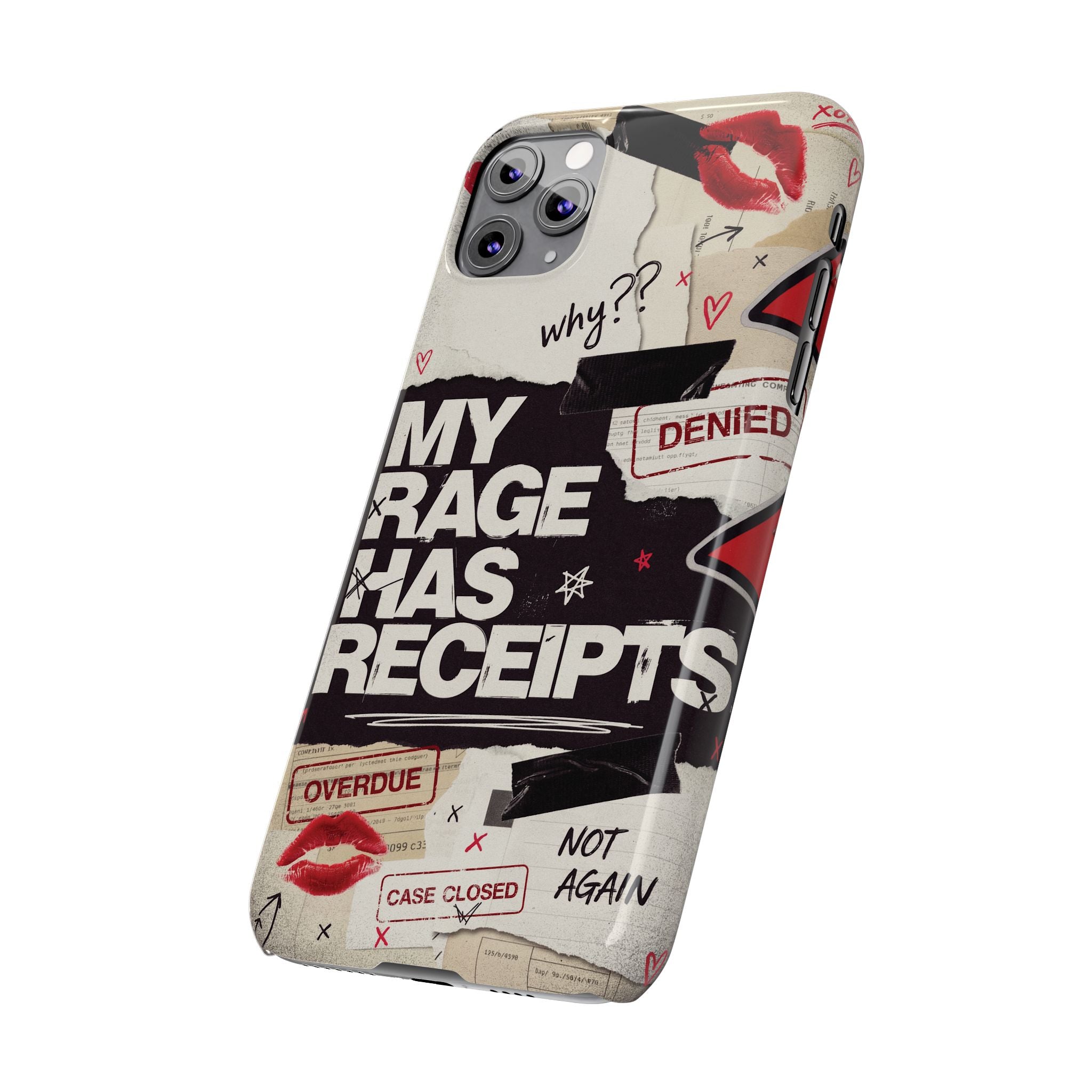 Slim Phone Case — "My Rage Has Receipts" Feminist Graphic Protective Cover